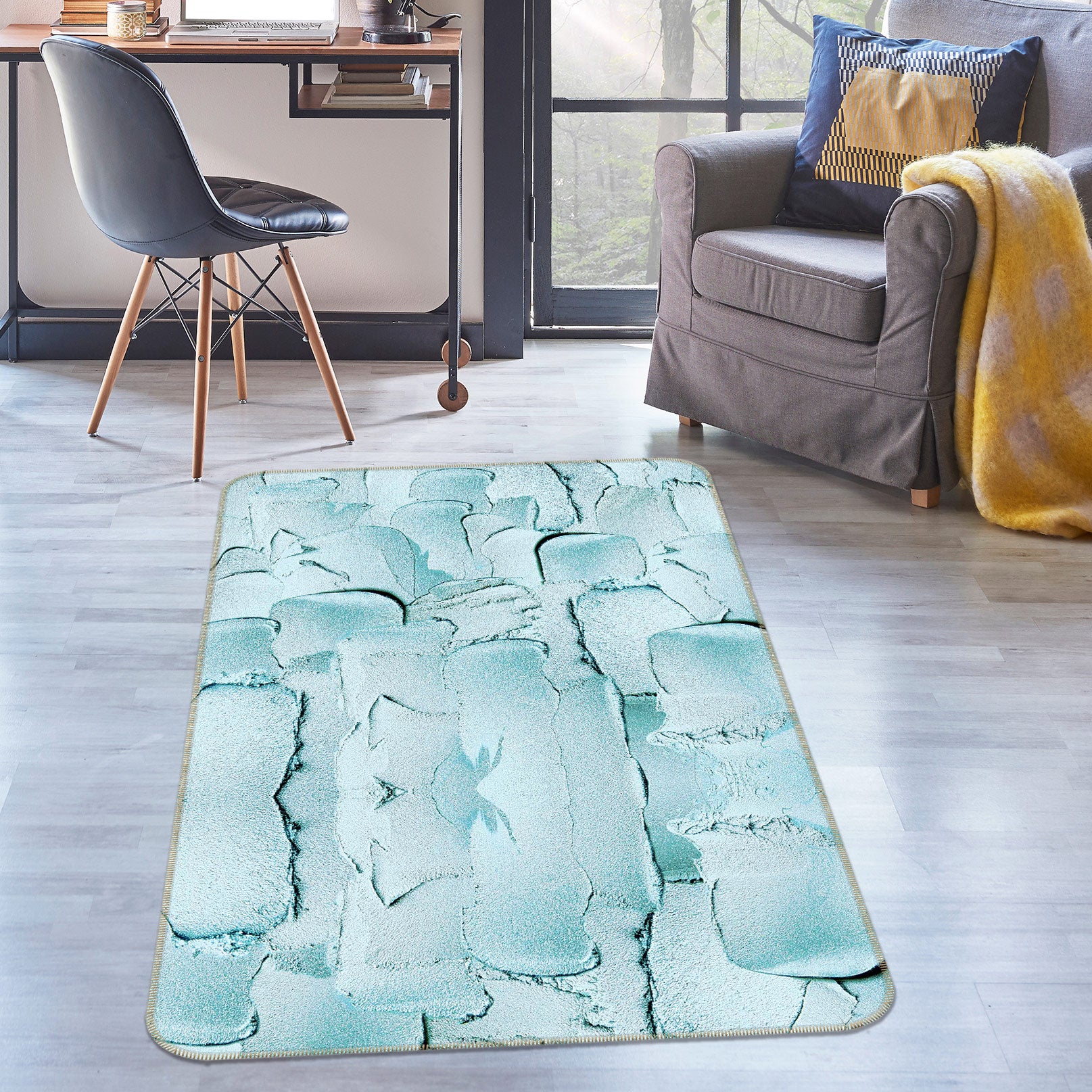 3D Blue Pigment 061 Uta Naumann Rug Non Slip Rug Mat