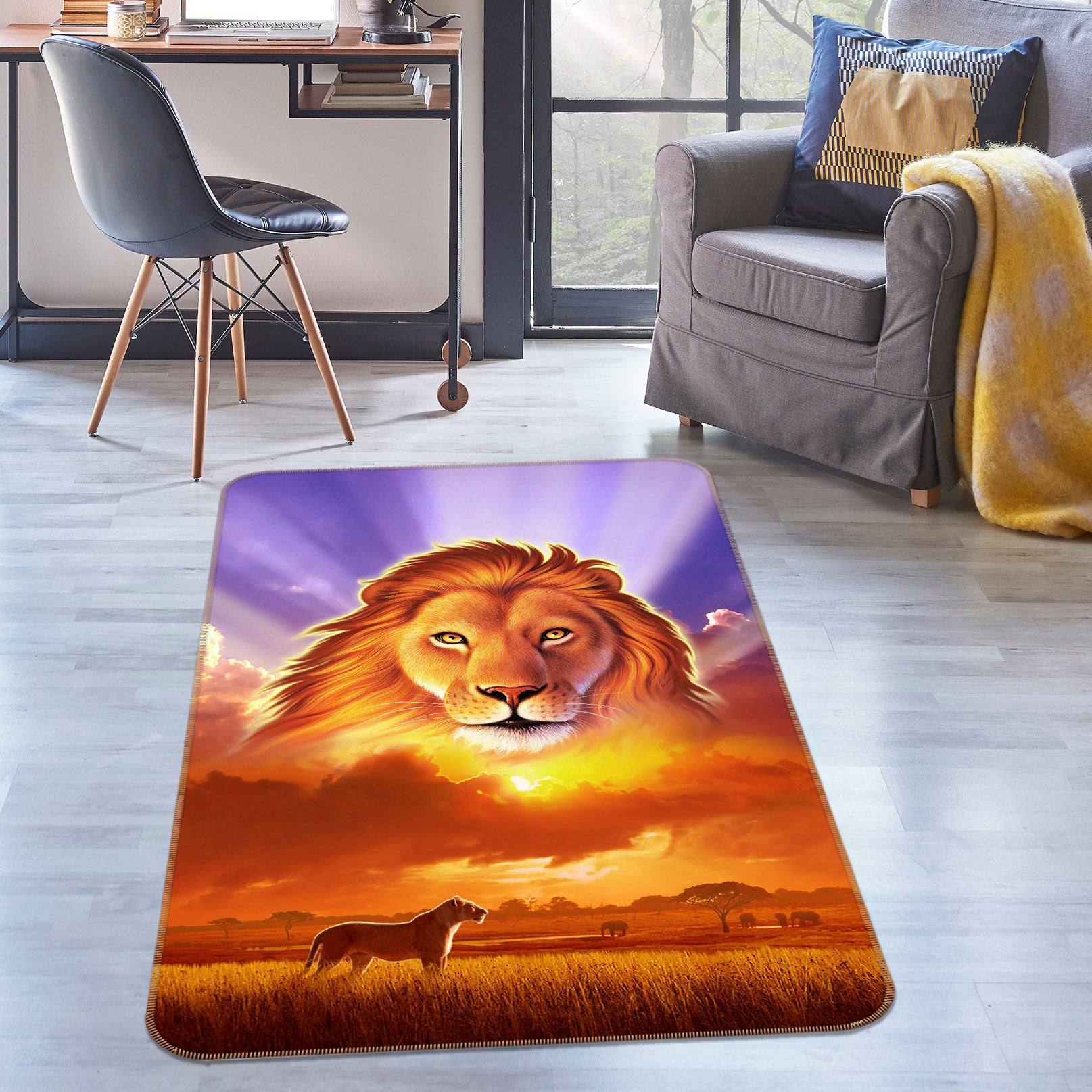 3D Lion 83090 Jerry LoFaro Rug Non Slip Rug Mat