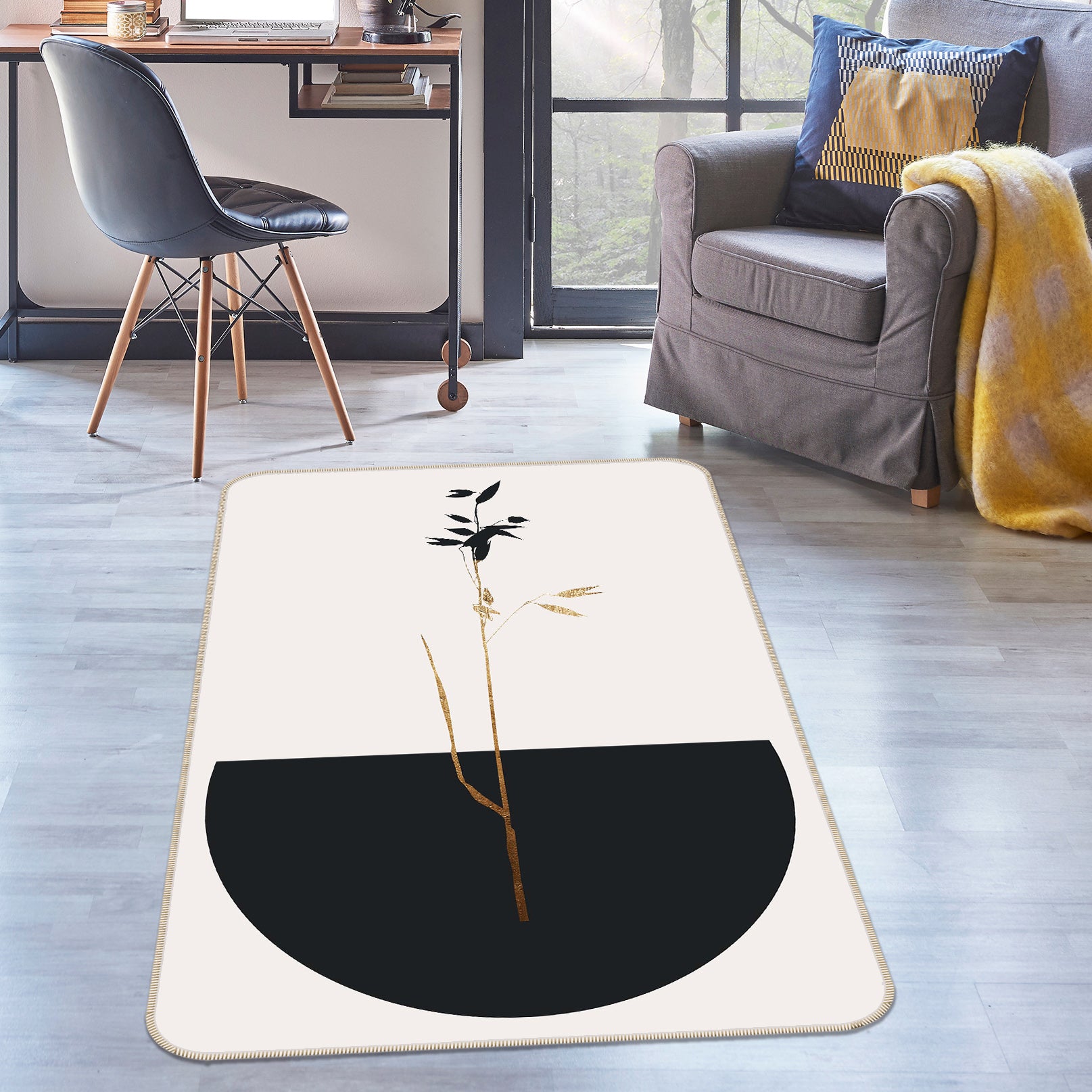 3D Black Land 1096 Boris Draschoff Rug Non Slip Rug Mat