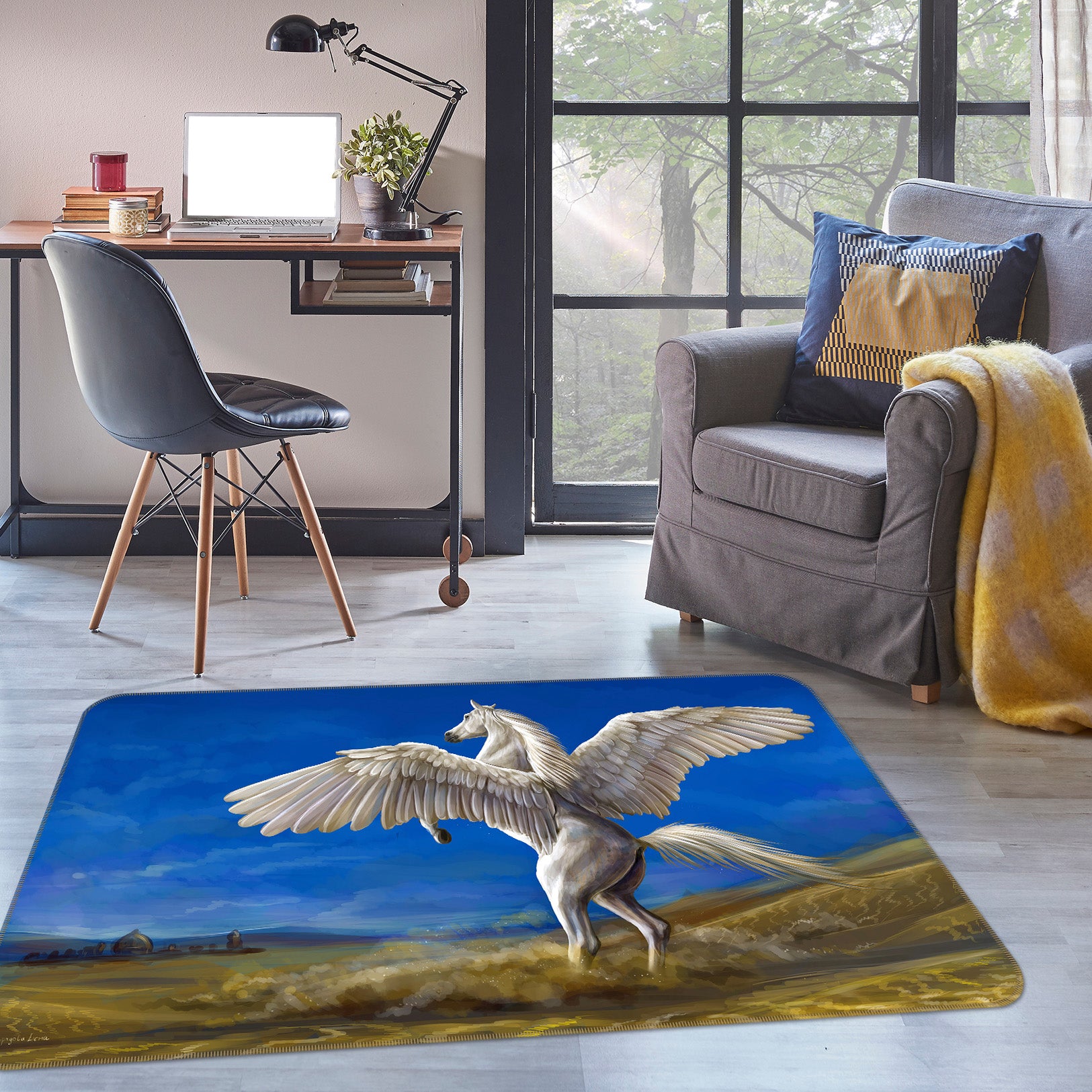 3D Pegasus Steppe 118 Animal Non Slip Rug Mat