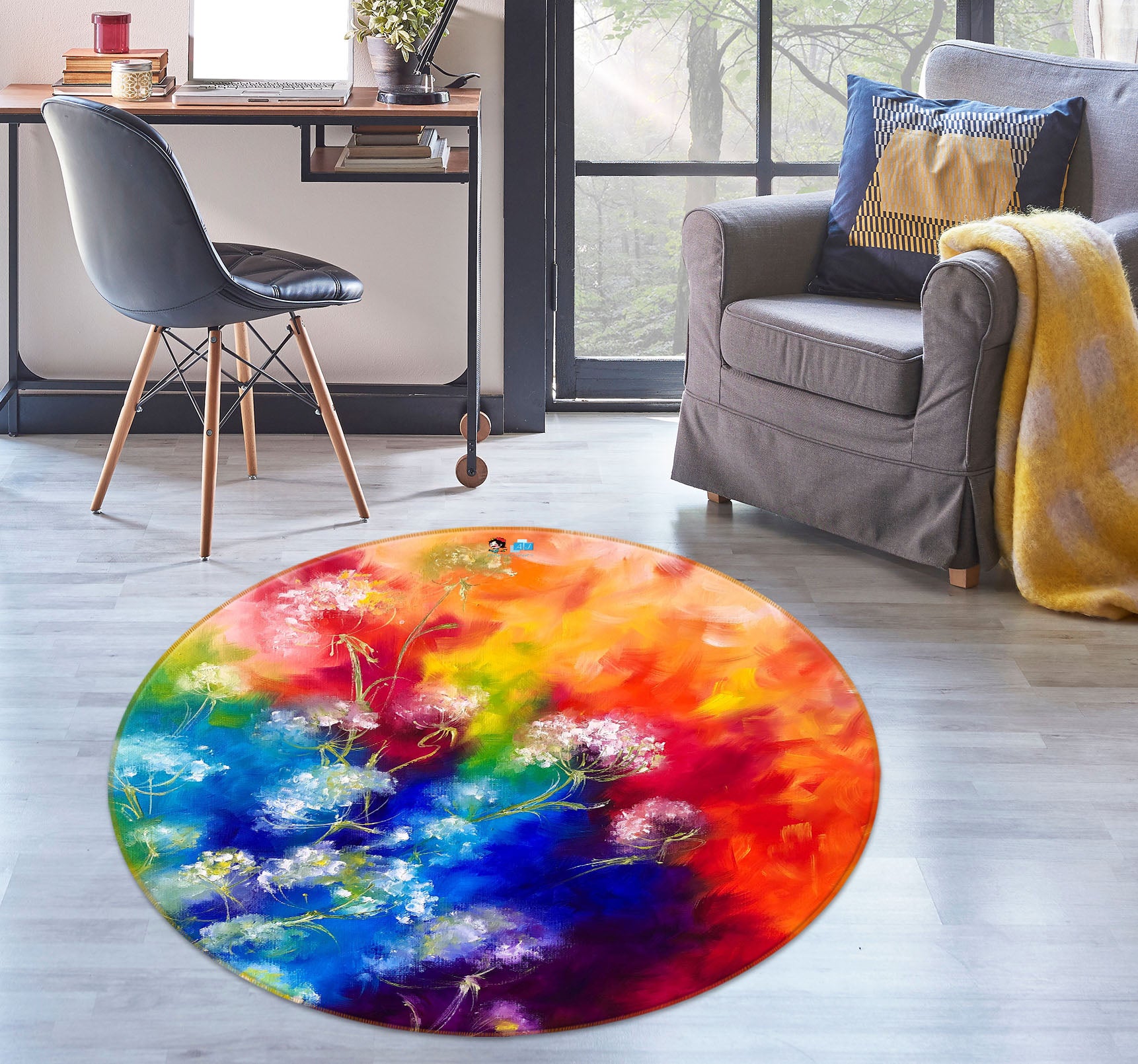 3D Color Painting 912 Skromova Marina Rug Round Non Slip Rug Mat