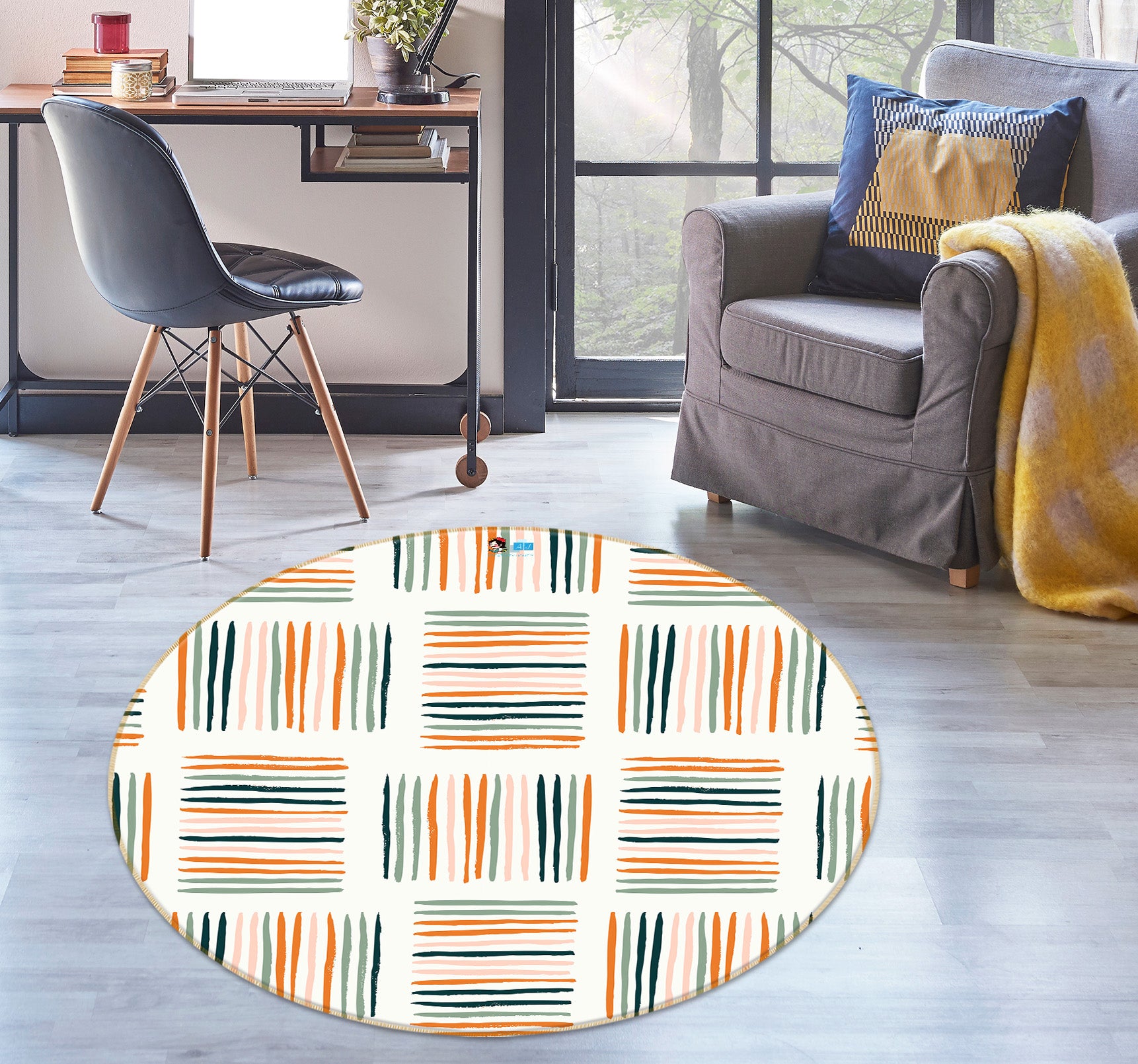 3D Colorful Stripesn 10585 Kashmira Jayaprakash Rug Round Non Slip Rug Mat