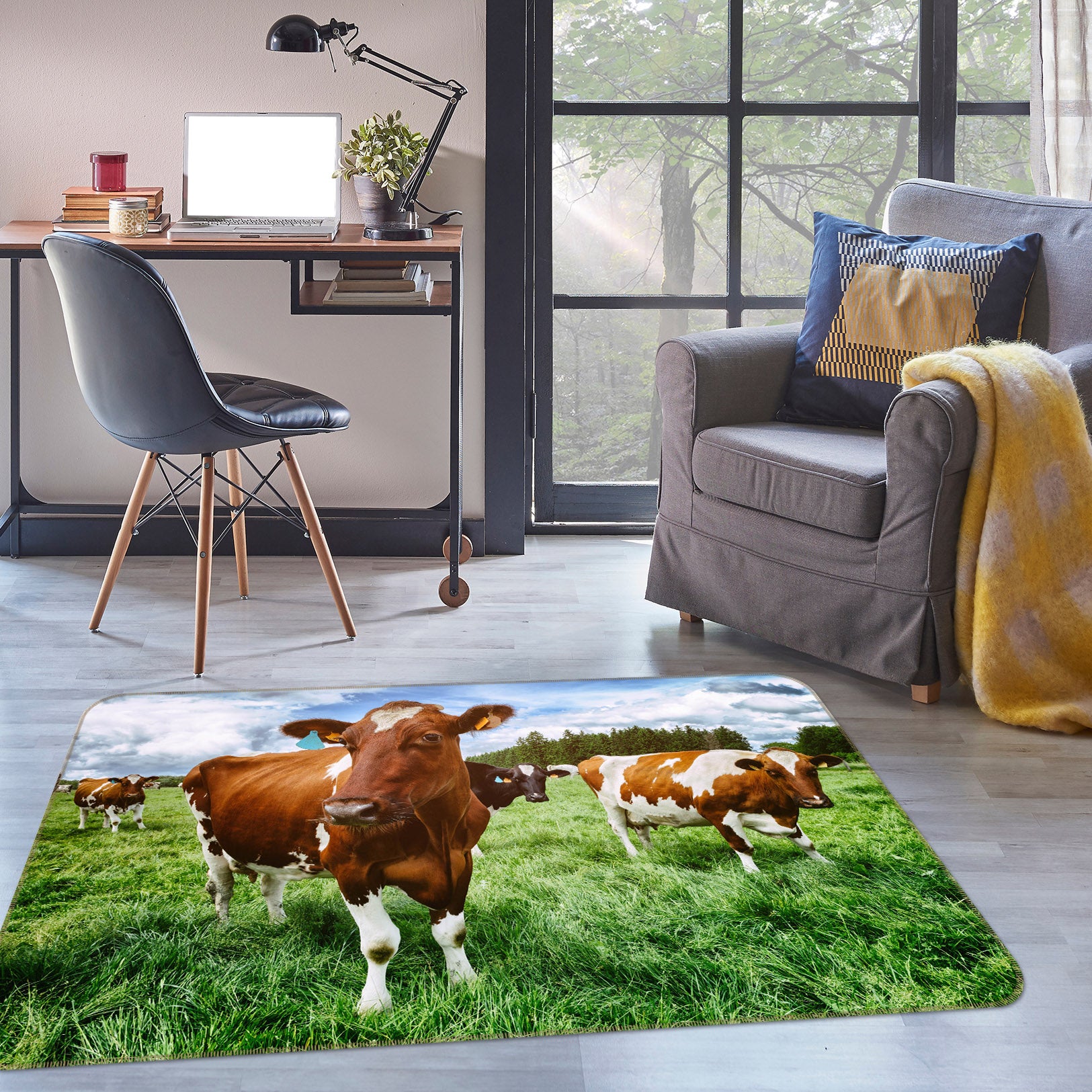 3D Grass Cattle 68199 Animal Non Slip Rug Mat