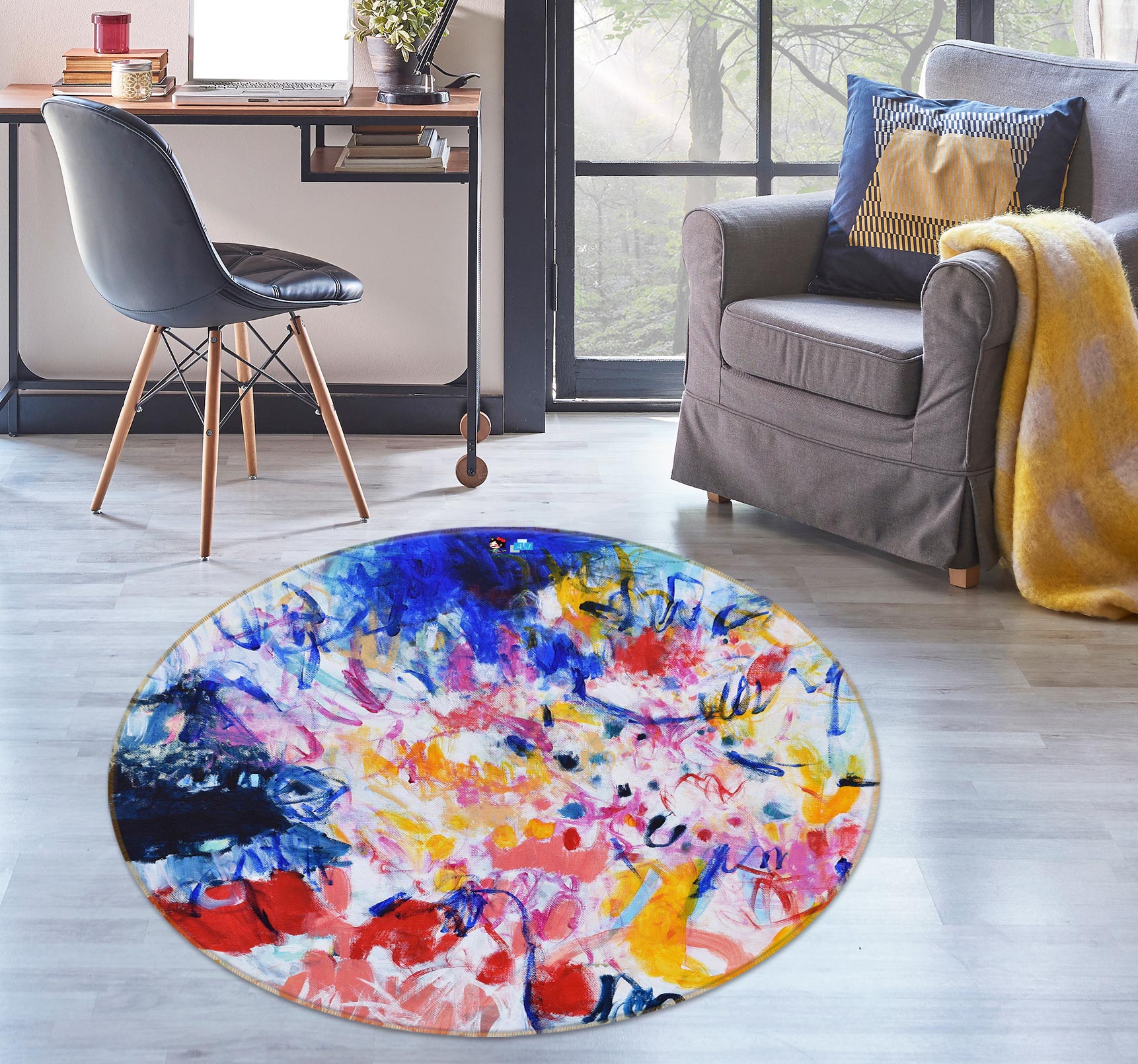 3D Art Graffiti 1398 Misako Chida Rug Round Non Slip Rug Mat