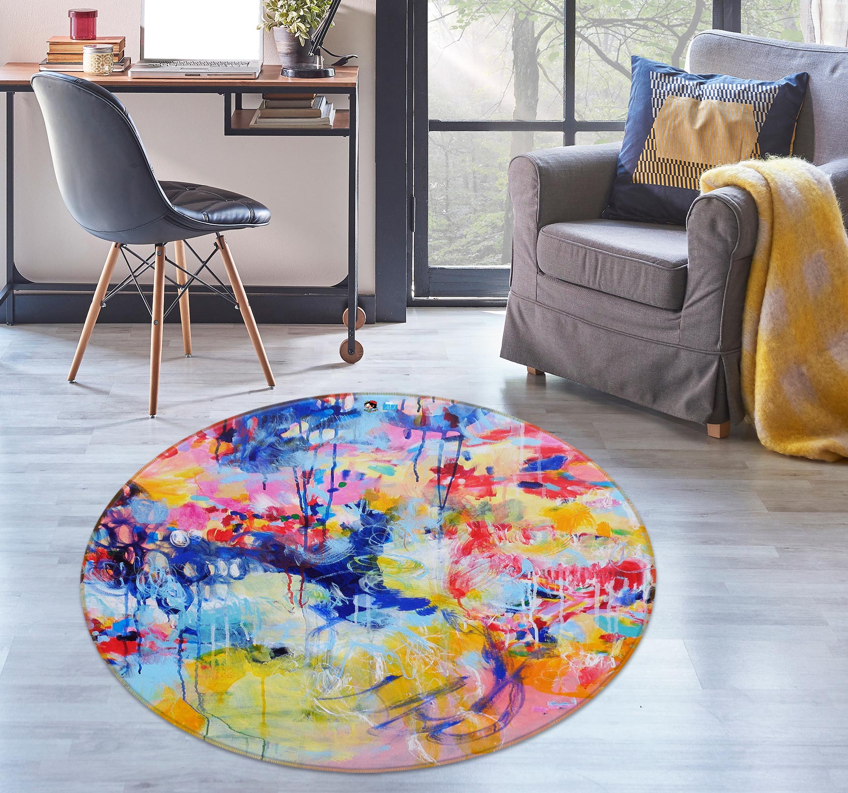 3D Watercolor Art 1358 Misako Chida Rug Round Non Slip Rug Mat