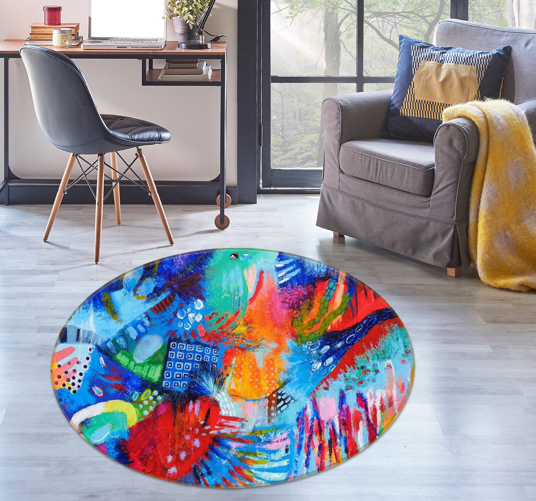 3D Watercolor Painting 1391 Misako Chida Rug Round Non Slip Rug Mat