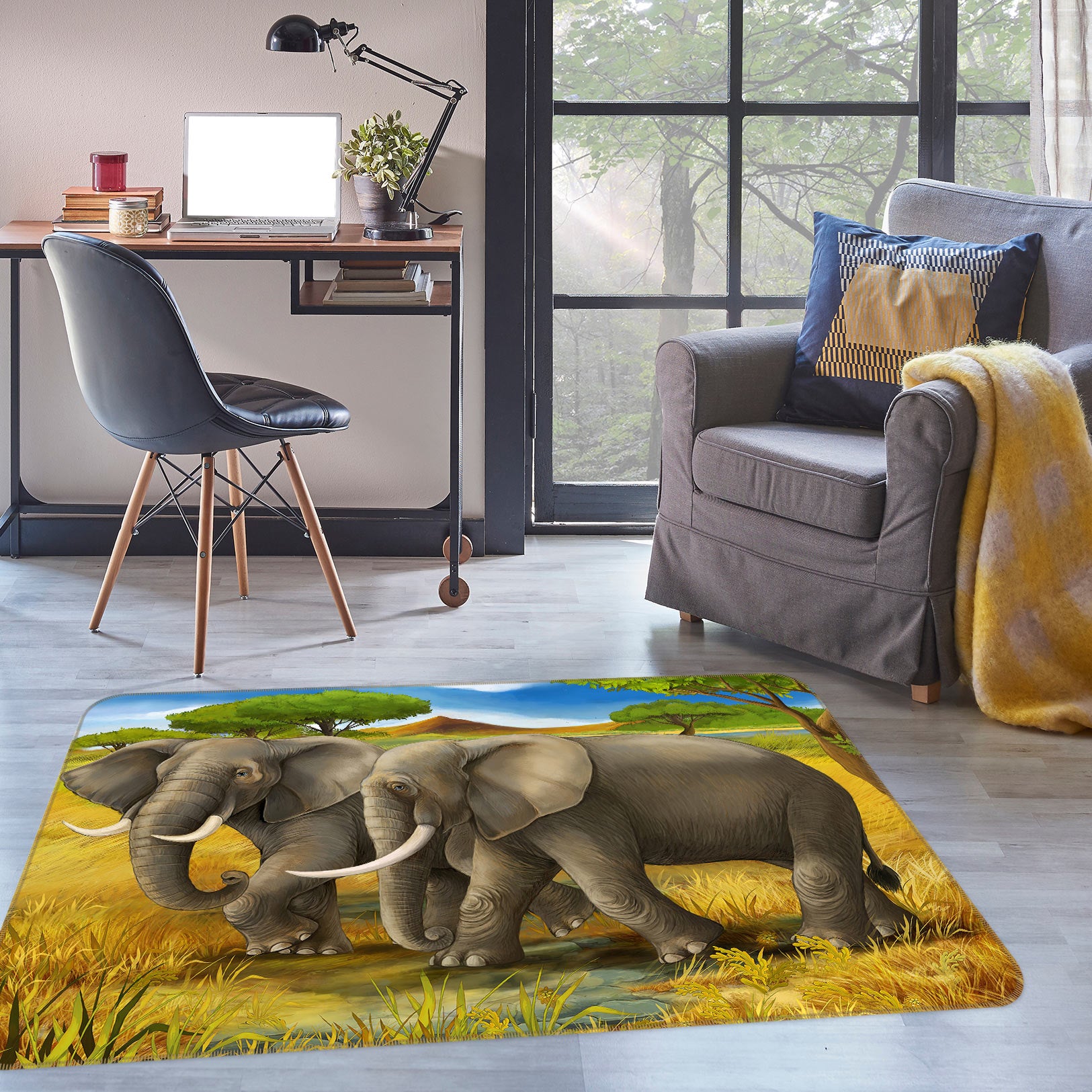 3D Elephant 77218 Non Slip Rug Mat