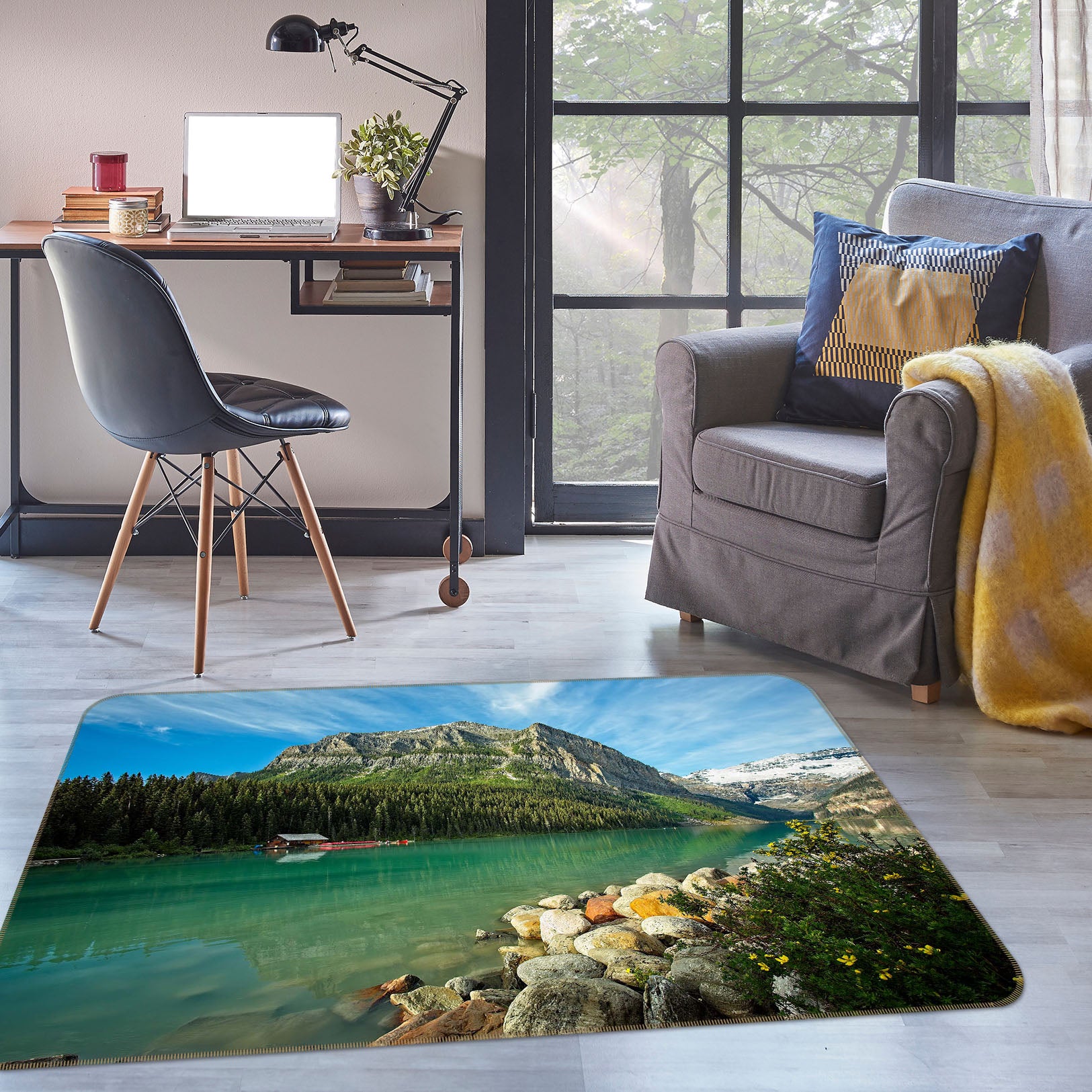 3D Lake Louise Wildflowers 84066 Kathy Barefield Rug Non Slip Rug Mat