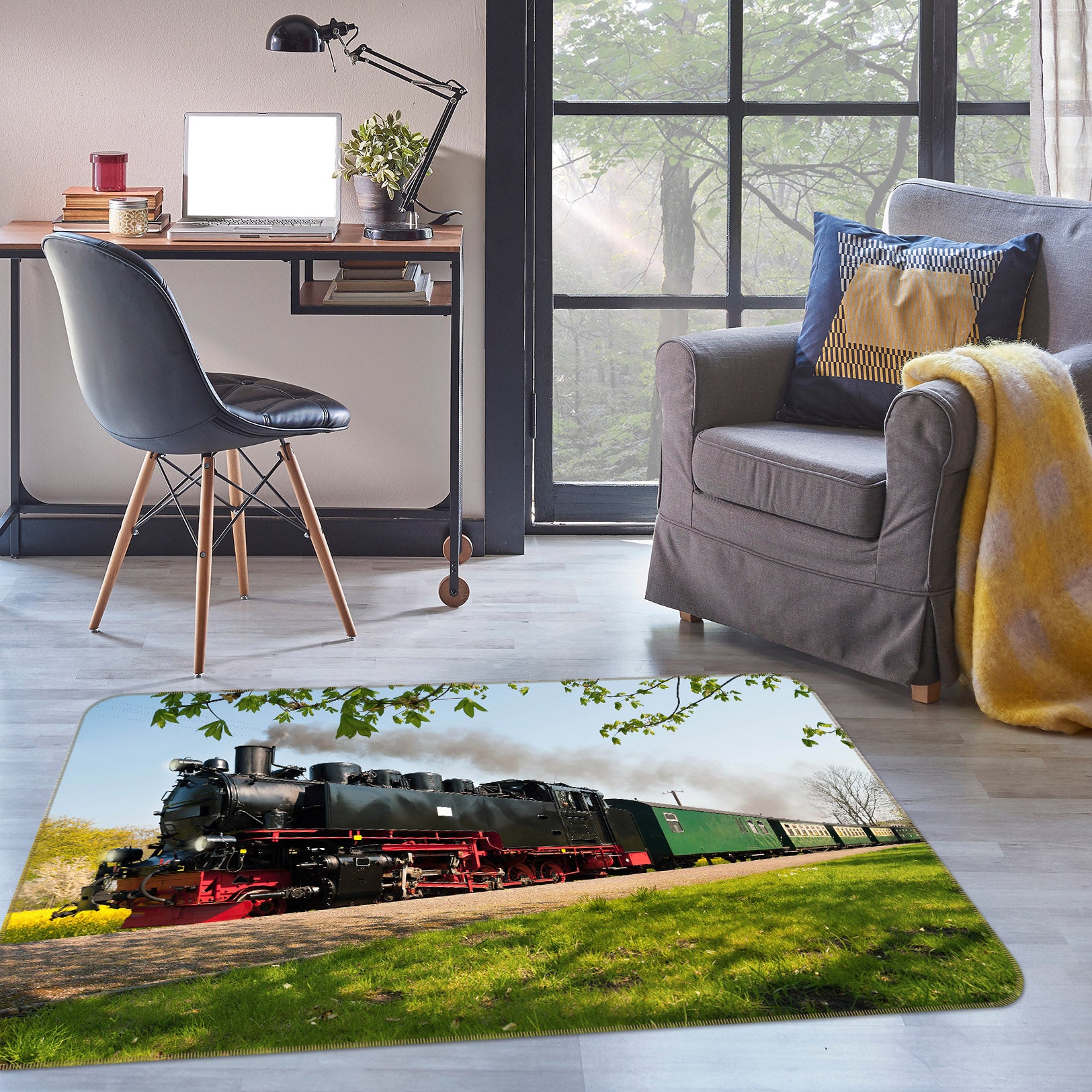 3D Train Meadow 68096 Vehicle Non Slip Rug Mat