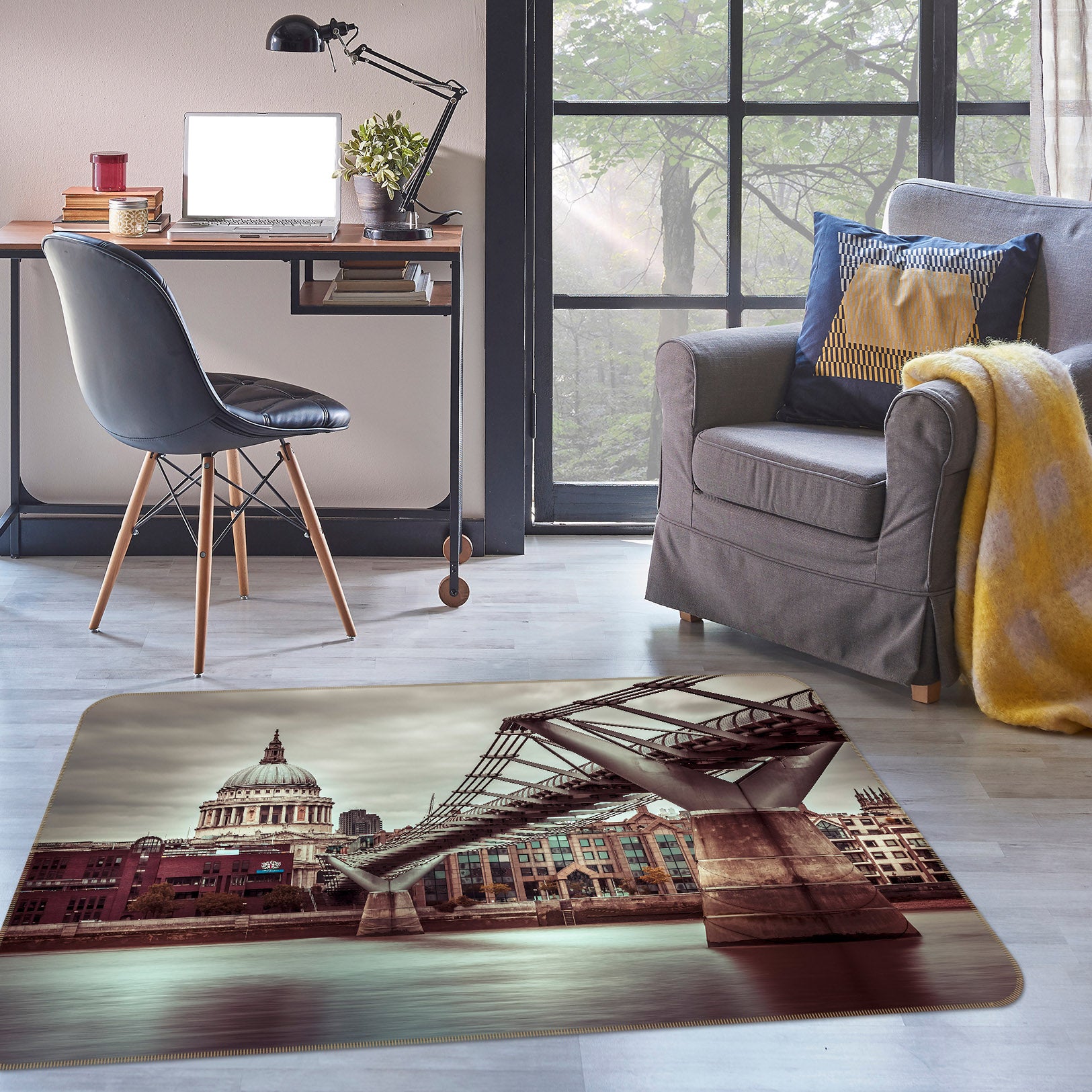 3D Building Bridge 83227 Assaf Frank Rug Non Slip Rug Mat