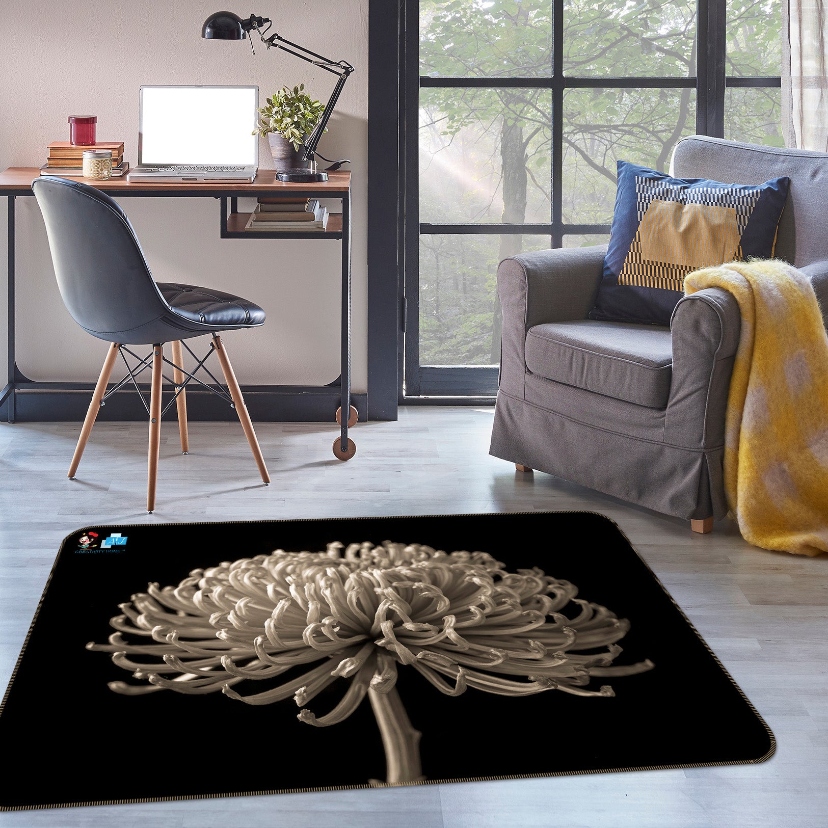 3D Chrysanthemum 6708 Assaf Frank Rug Non Slip Rug Mat