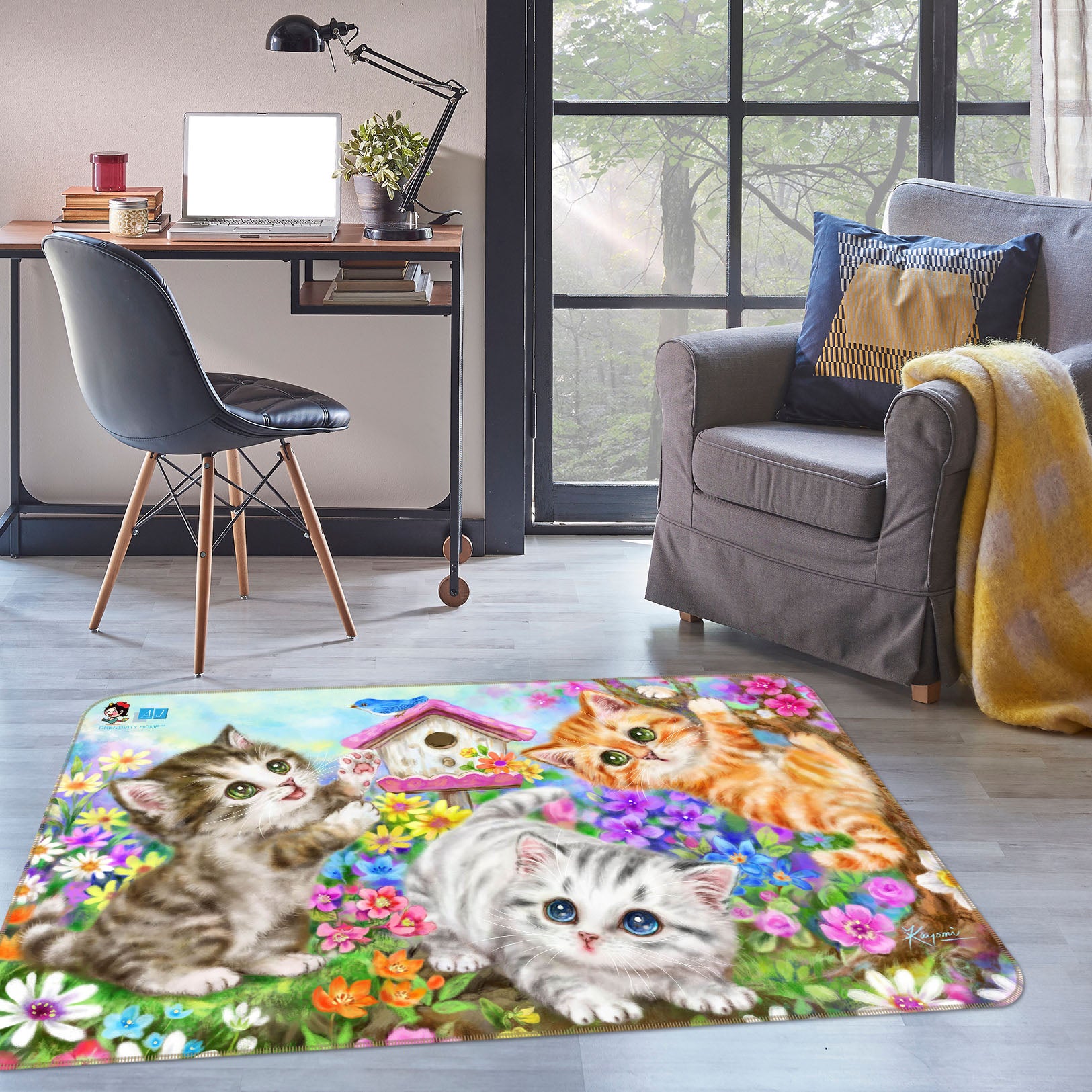 3D Garden Cat 5611 Kayomi Harai Rug Non Slip Rug Mat