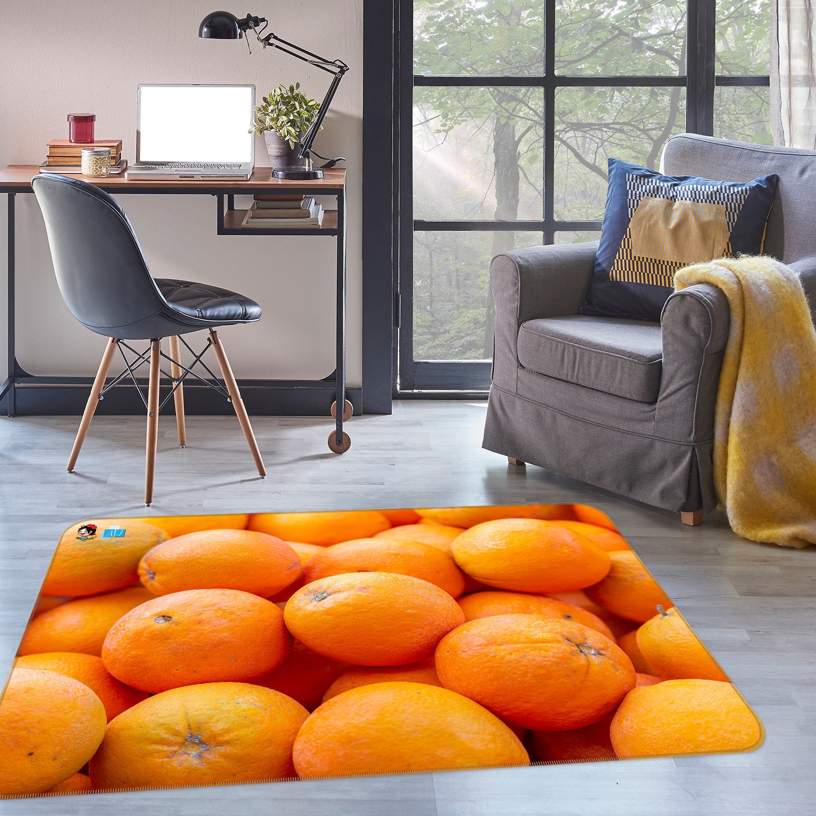 3D Fresh Fruit Orange 6854 Assaf Frank Rug Non Slip Rug Mat