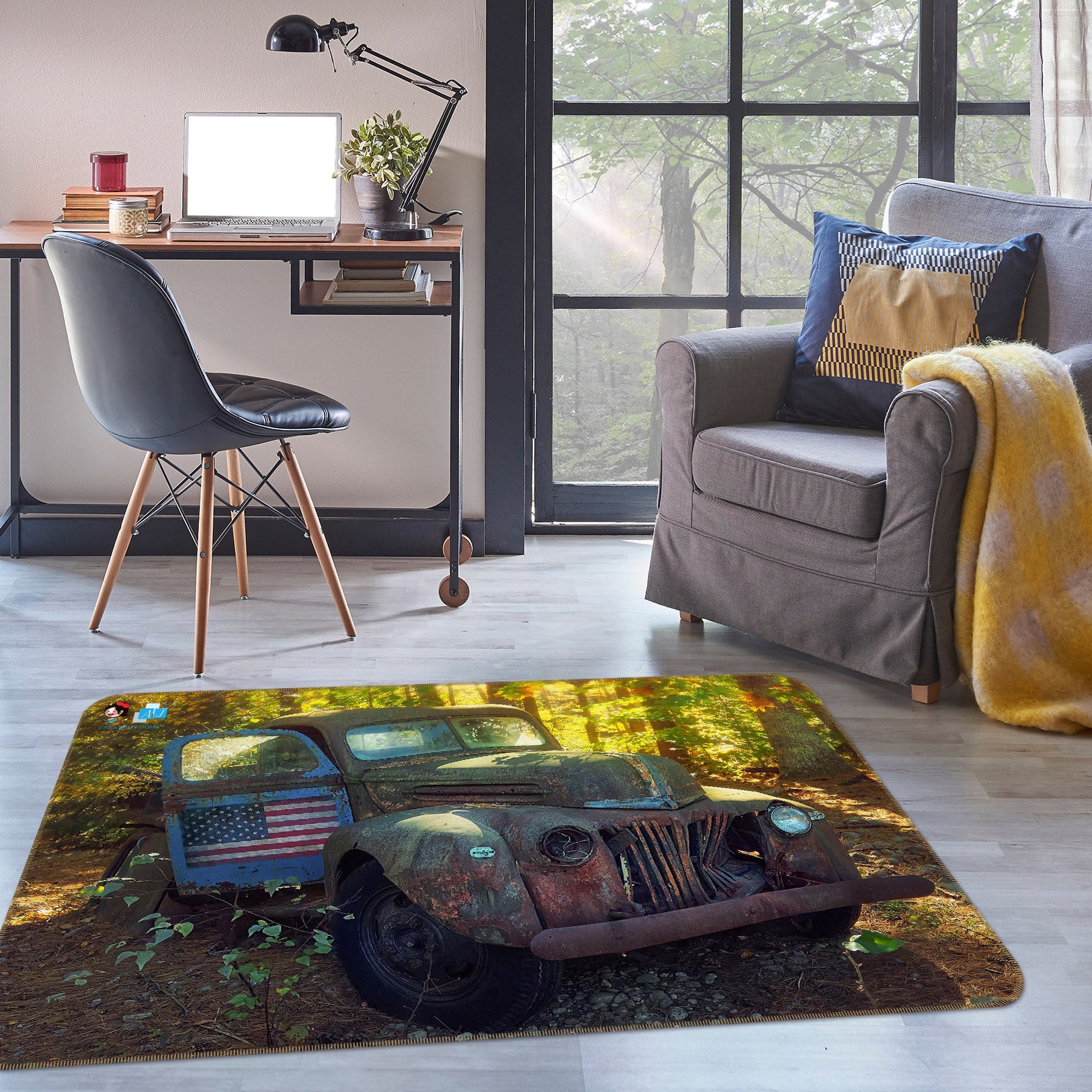 3D Scrap Car 85069 Jerry LoFaro Rug Non Slip Rug Mat