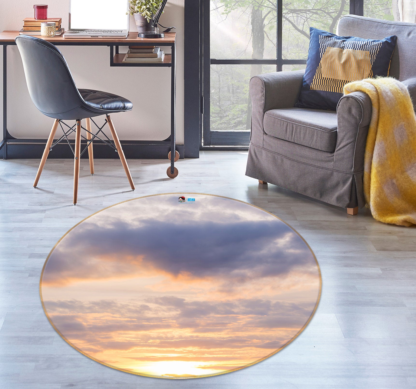 3D Sunset Sky 7416 Assaf Frank Rug Round Non Slip Rug Mat