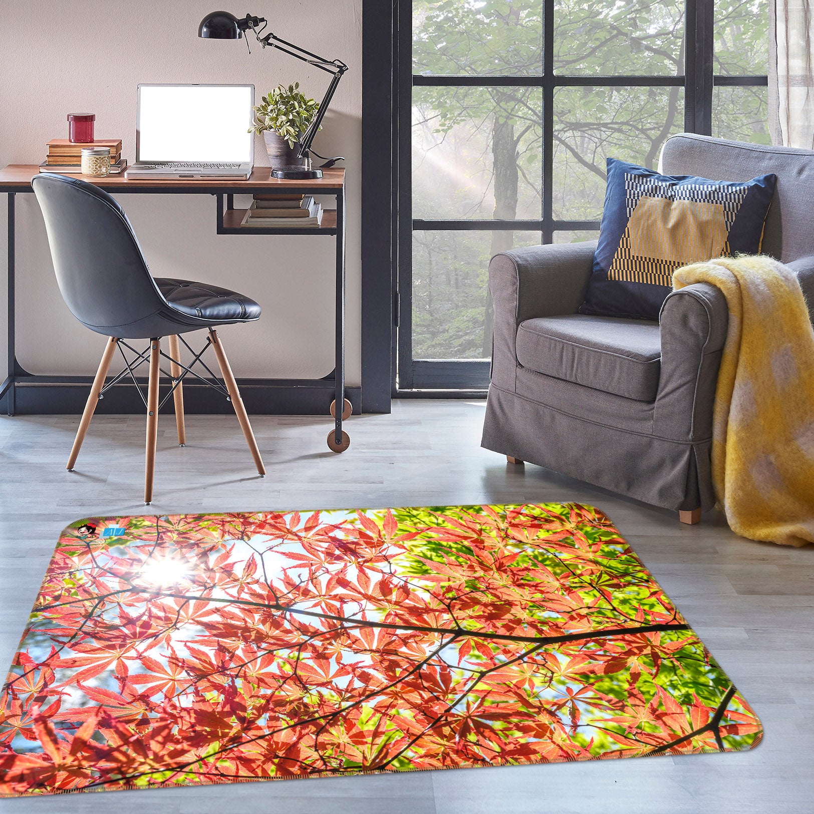 3D Sunshine Leaves 6779 Assaf Frank Rug Non Slip Rug Mat