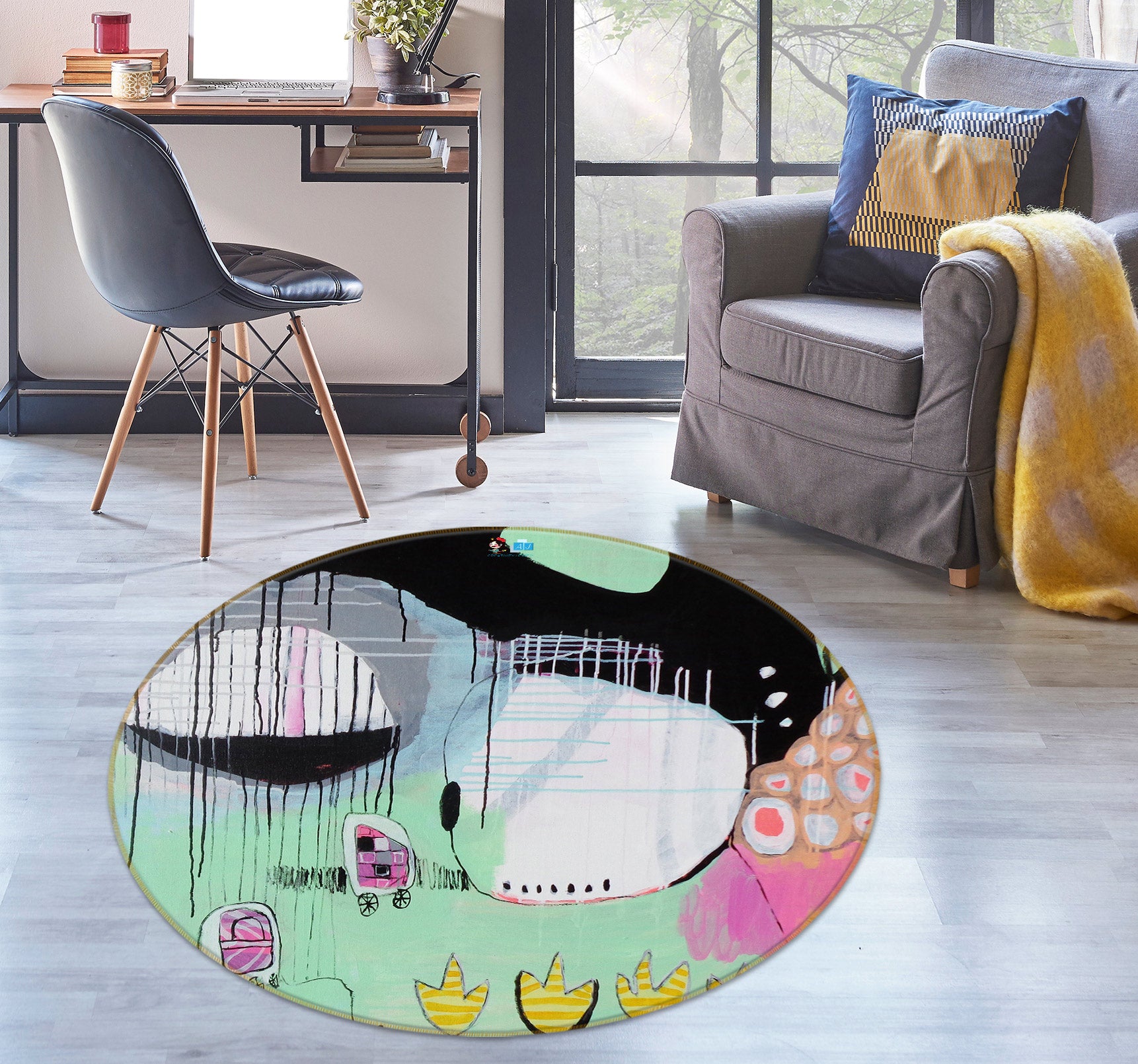 3D Cute Painting 1374 Misako Chida Rug Round Non Slip Rug Mat