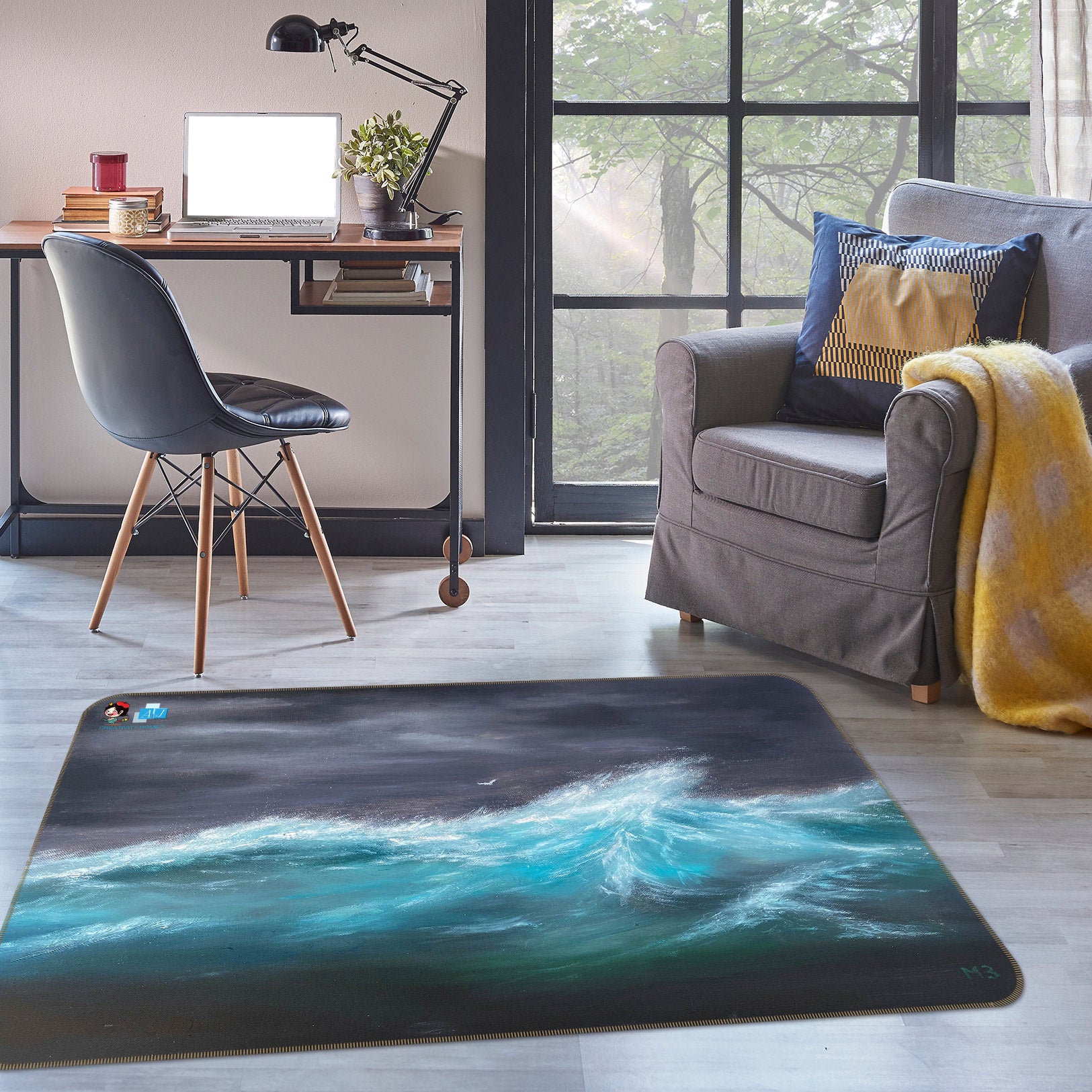 3D Waves 96227 Marina Zotova Rug Non Slip Rug Mat