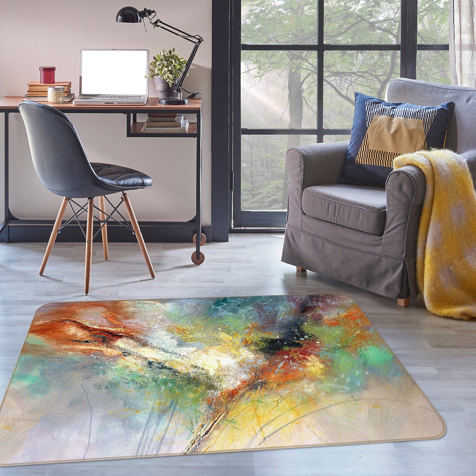 3D Color Ink Pattern 84115 Anne Farrall Doyle Rug Non Slip Rug Mat