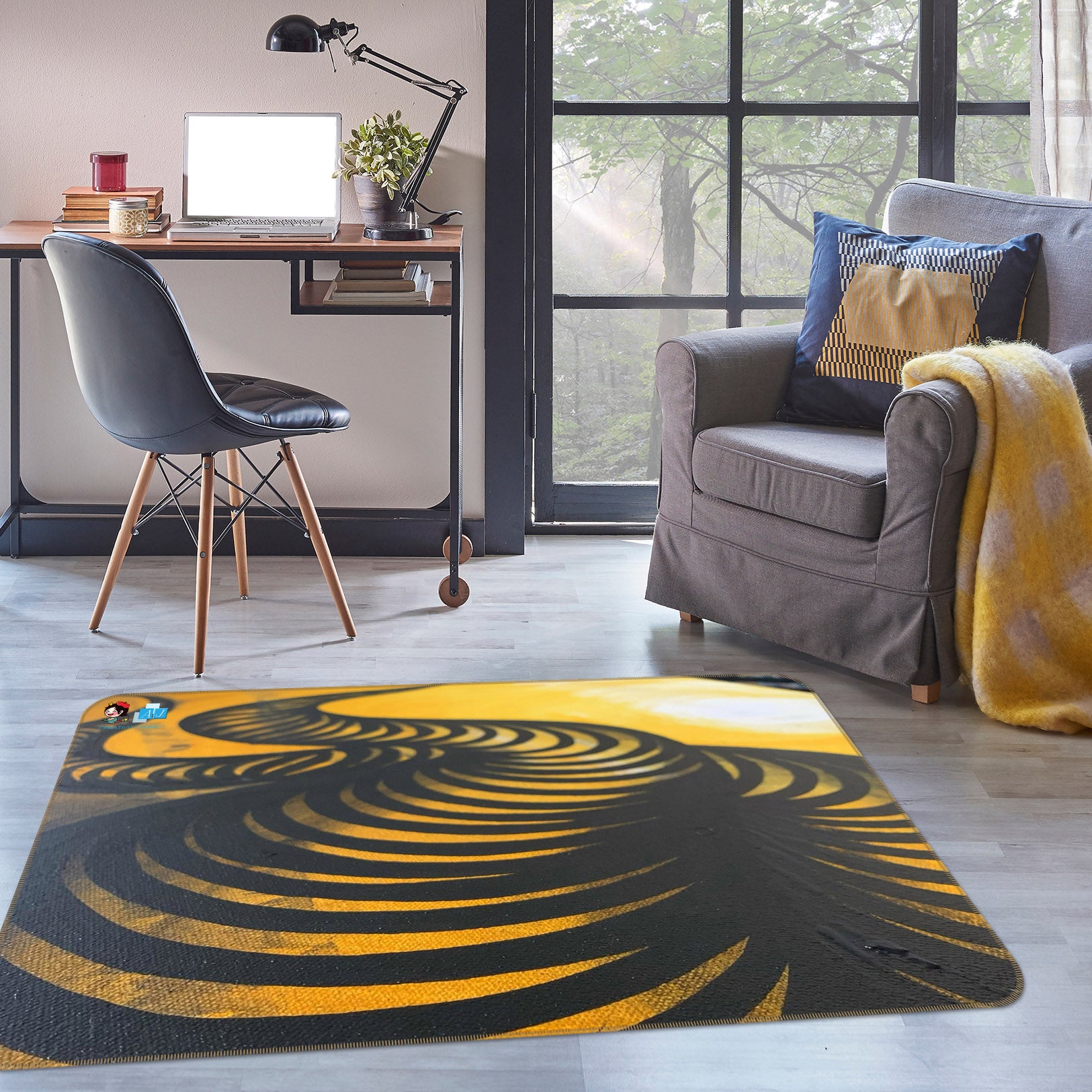 3D Sunset Tornado 8201 Jacqueline Reynoso Rug Non Slip Rug Mat