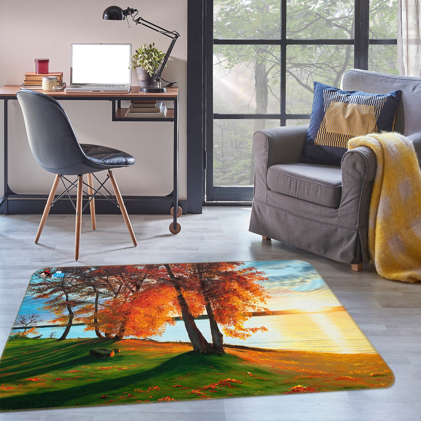 3D Meadow Tree 1882 Marina Zotova Rug Non Slip Rug Mat