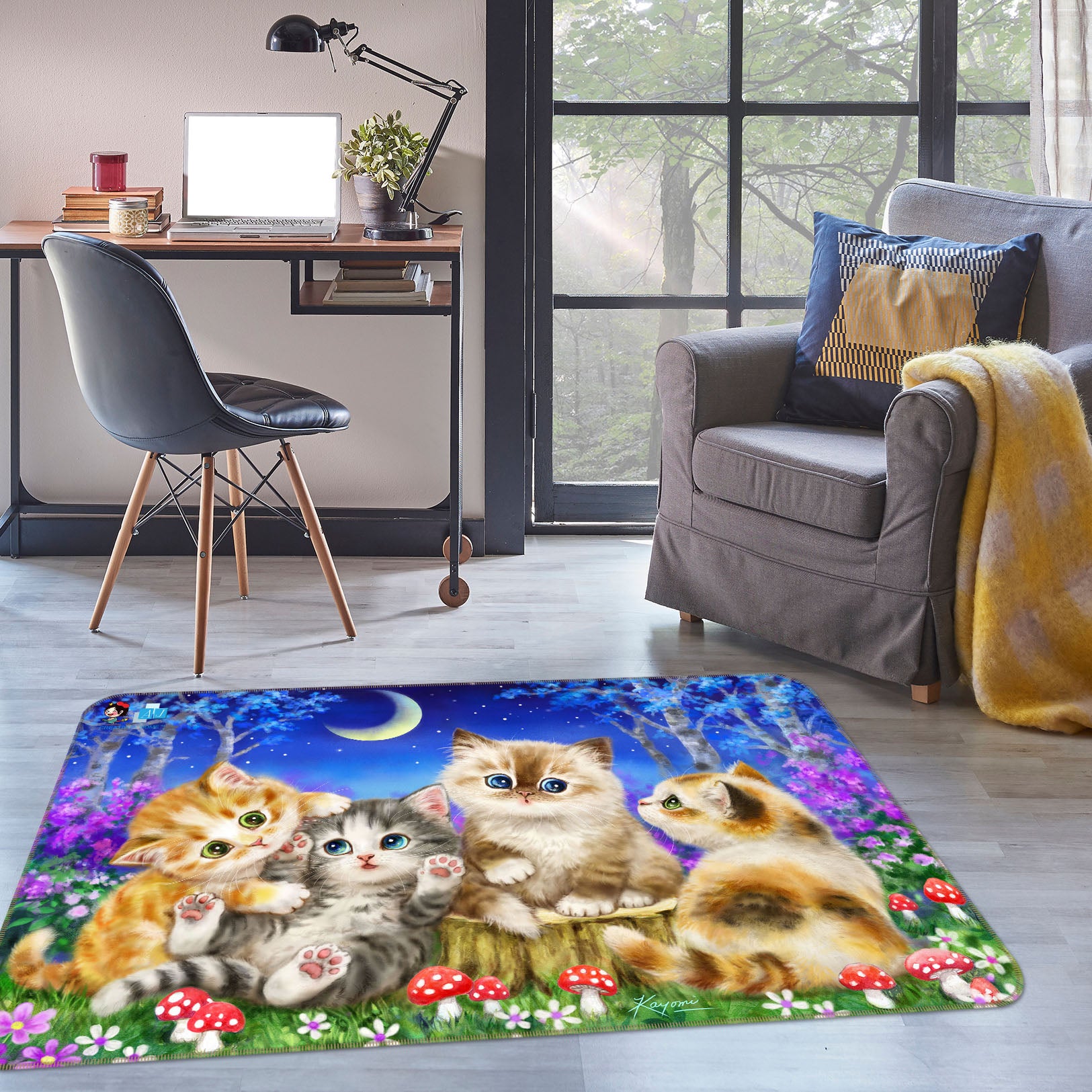 3D Cartoon Cat 5730 Kayomi Harai Rug Non Slip Rug Mat