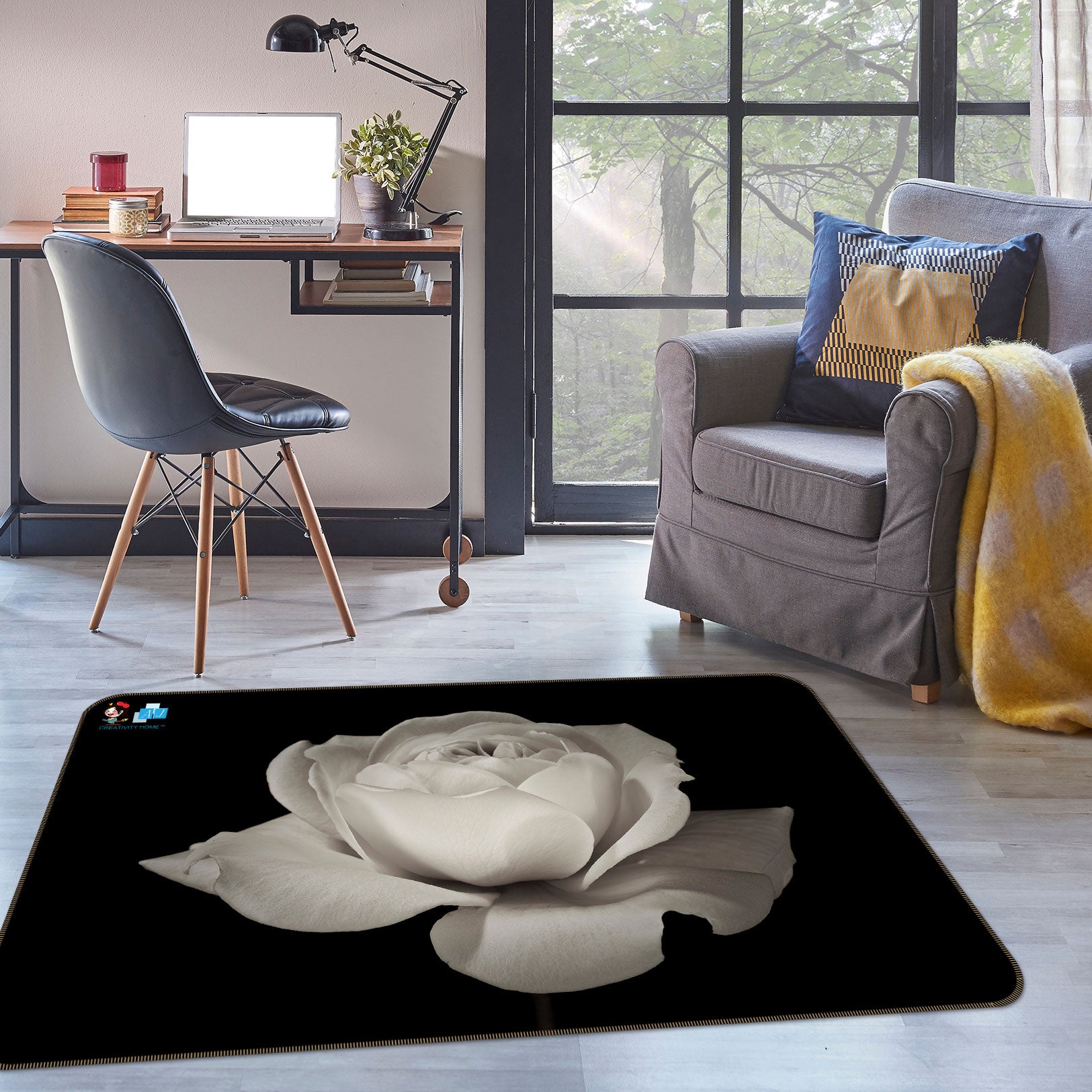 3D Elegant Rose 6808 Assaf Frank Rug Non Slip Rug Mat