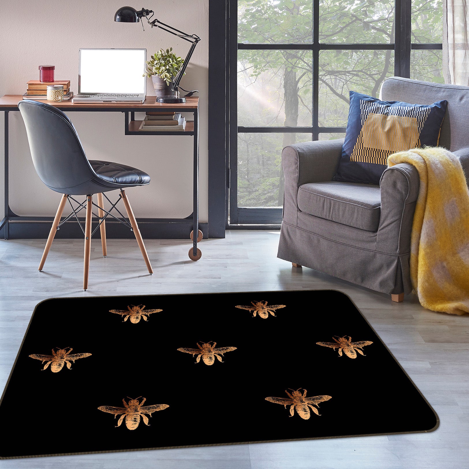 3D Golden Bug 131 Uta Naumann Rug Non Slip Rug Mat