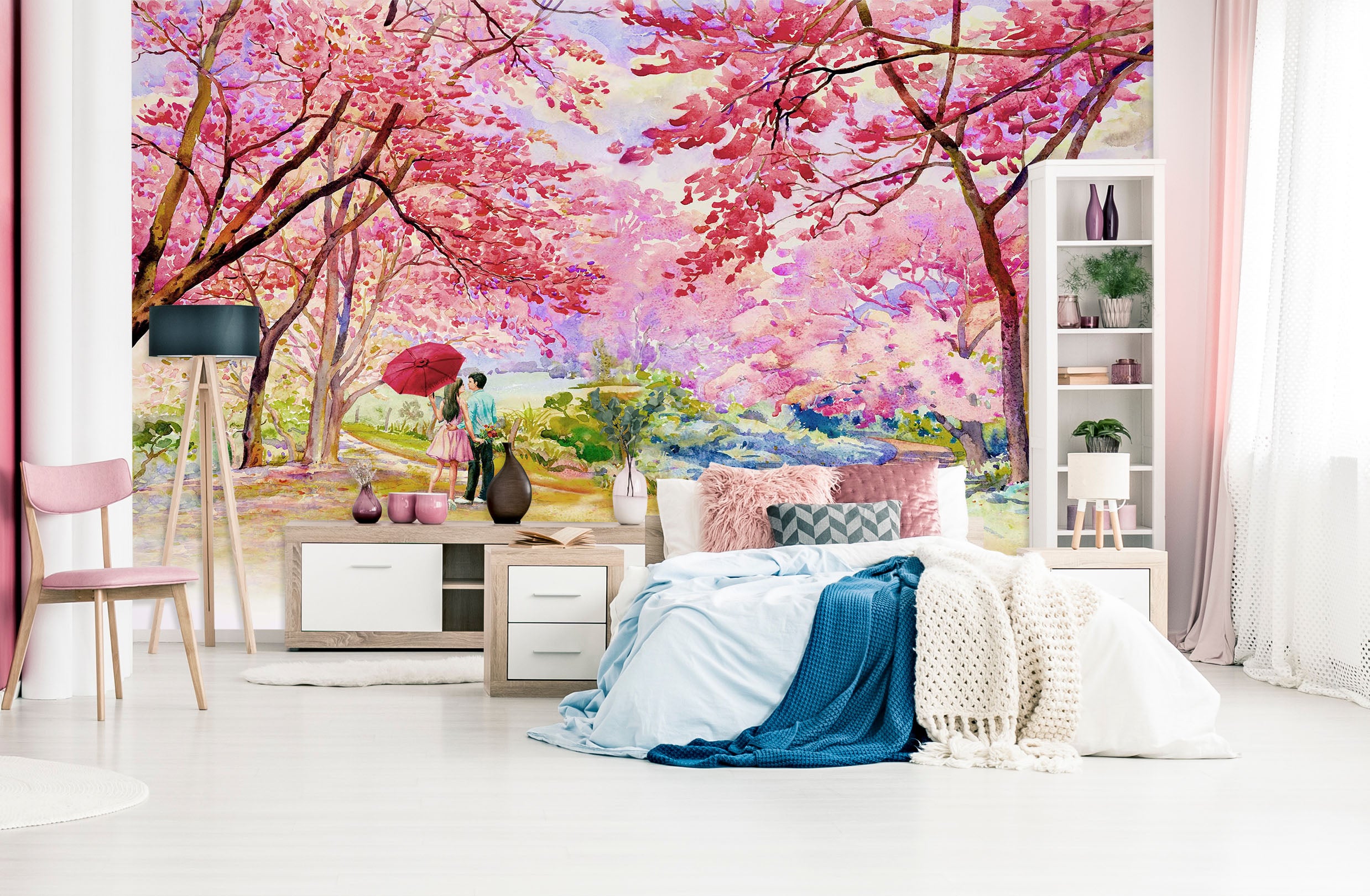 3D Pink Cherry Blossoms 2052 Wall Murals