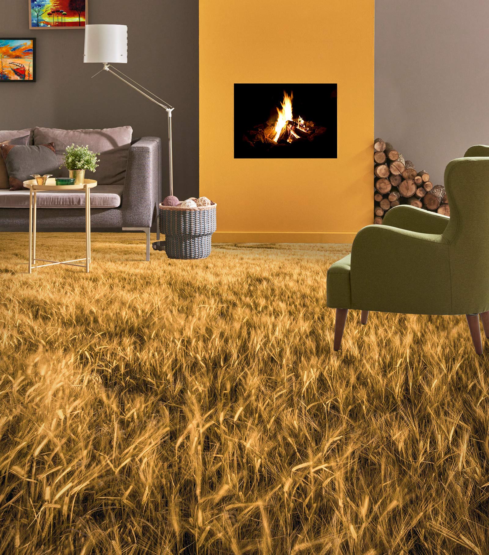 3D Wheat Field 9839 Assaf Frank Floor Mural