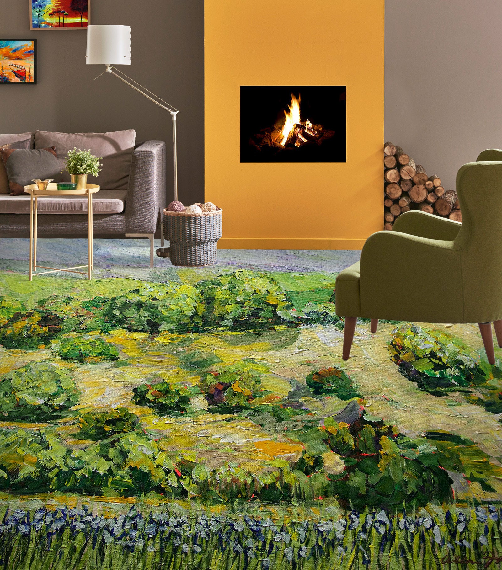 3D Grassland Green Painting 9673 Allan P. Friedlander Floor Mural