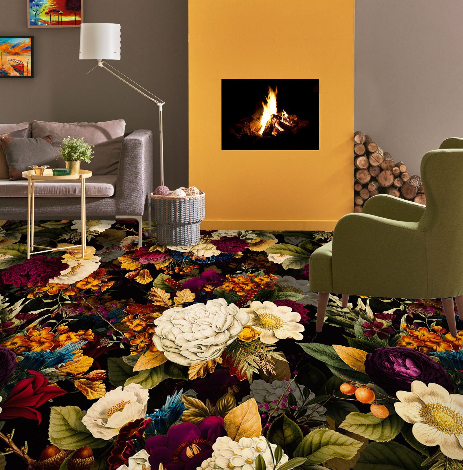 3D Flower Bush 99189 Uta Naumann Floor Mural