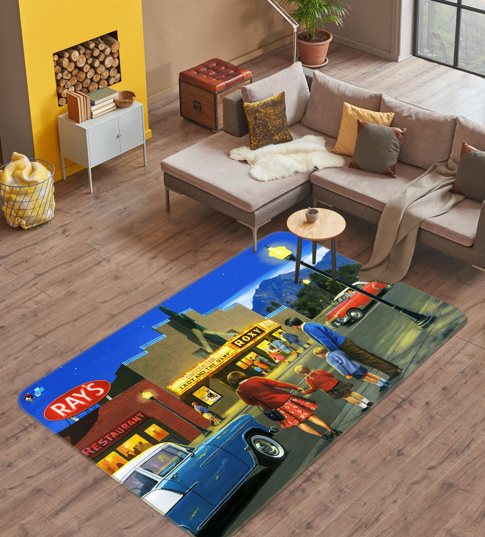 3D Night Street 025 Kevin Walsh Rug Non Slip Rug Mat