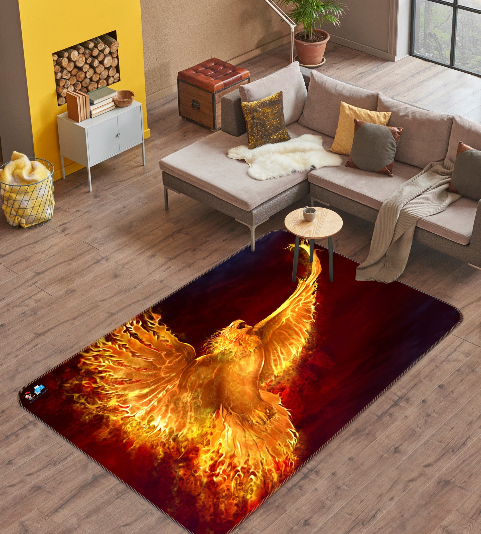 3D Flame Eagle 4105 Tom Wood Rug Non Slip Rug Mat