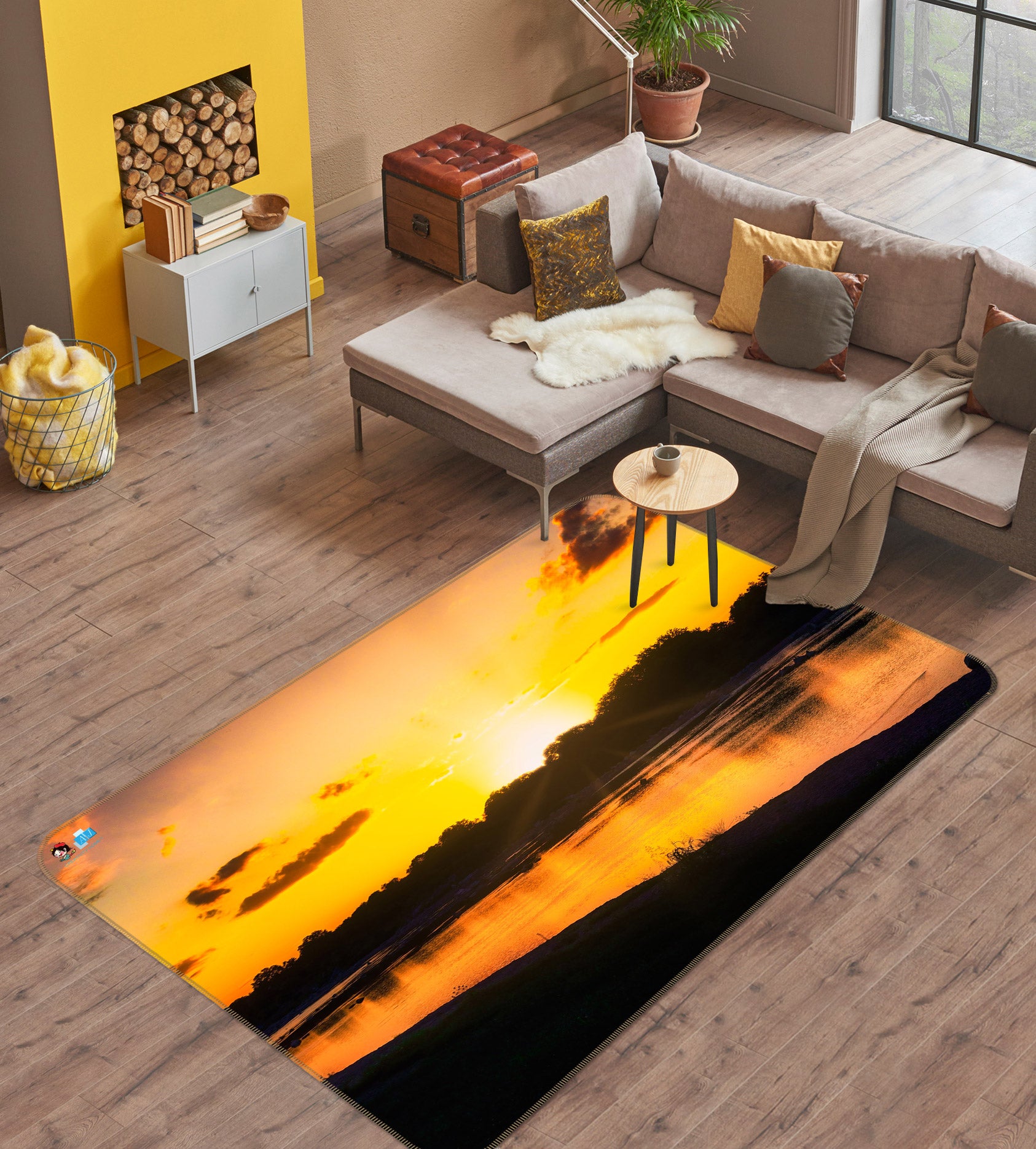 3D Sunset Lake 5123 Beth Sheridan Rug Non Slip Rug Mat