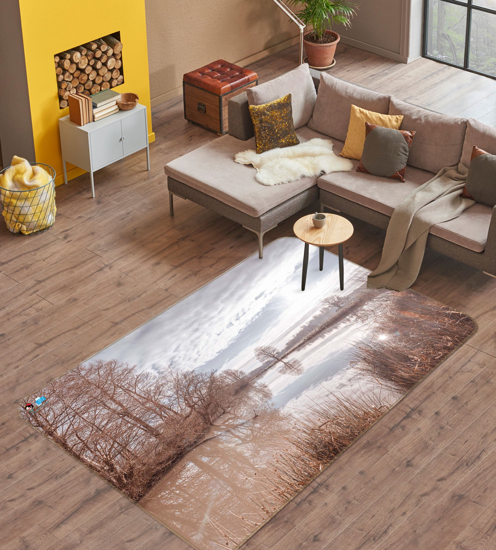 3D Lake Trees 6731 Assaf Frank Rug Non Slip Rug Mat