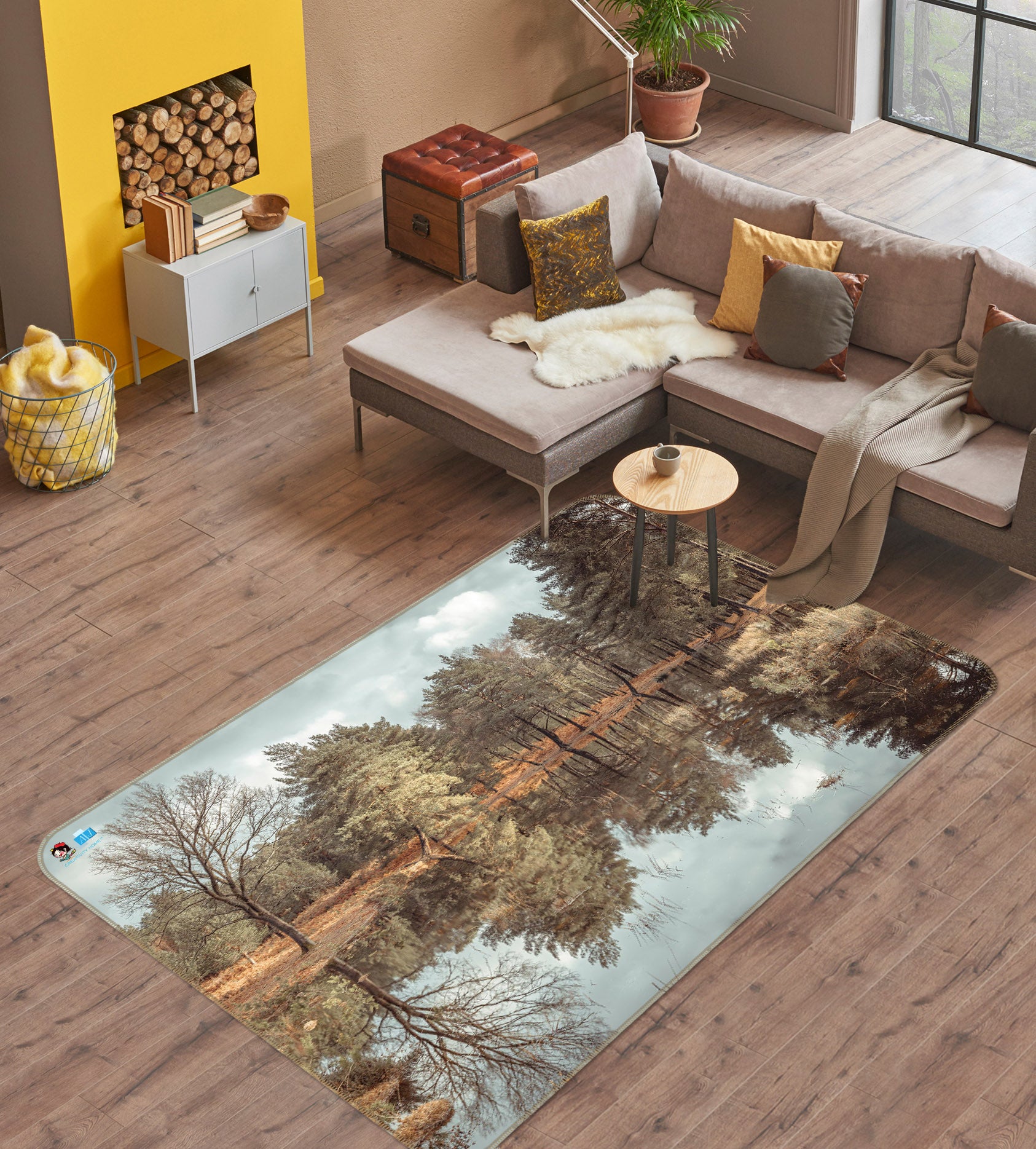 3D Lake Trees 6761 Assaf Frank Rug Non Slip Rug Mat