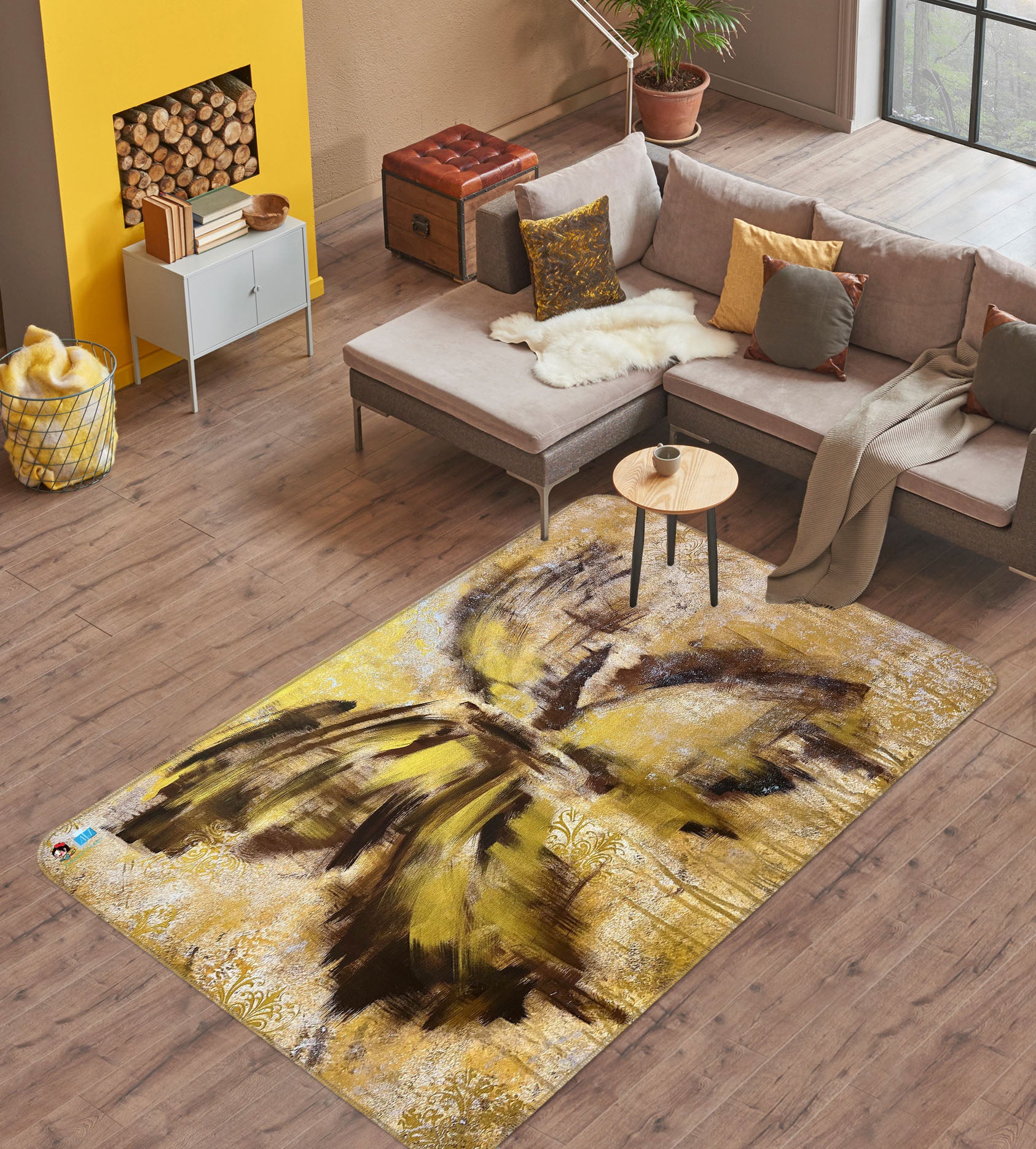 3D Painted Yellow Butterfly 4111 Skromova Marina Rug Non Slip Rug Mat