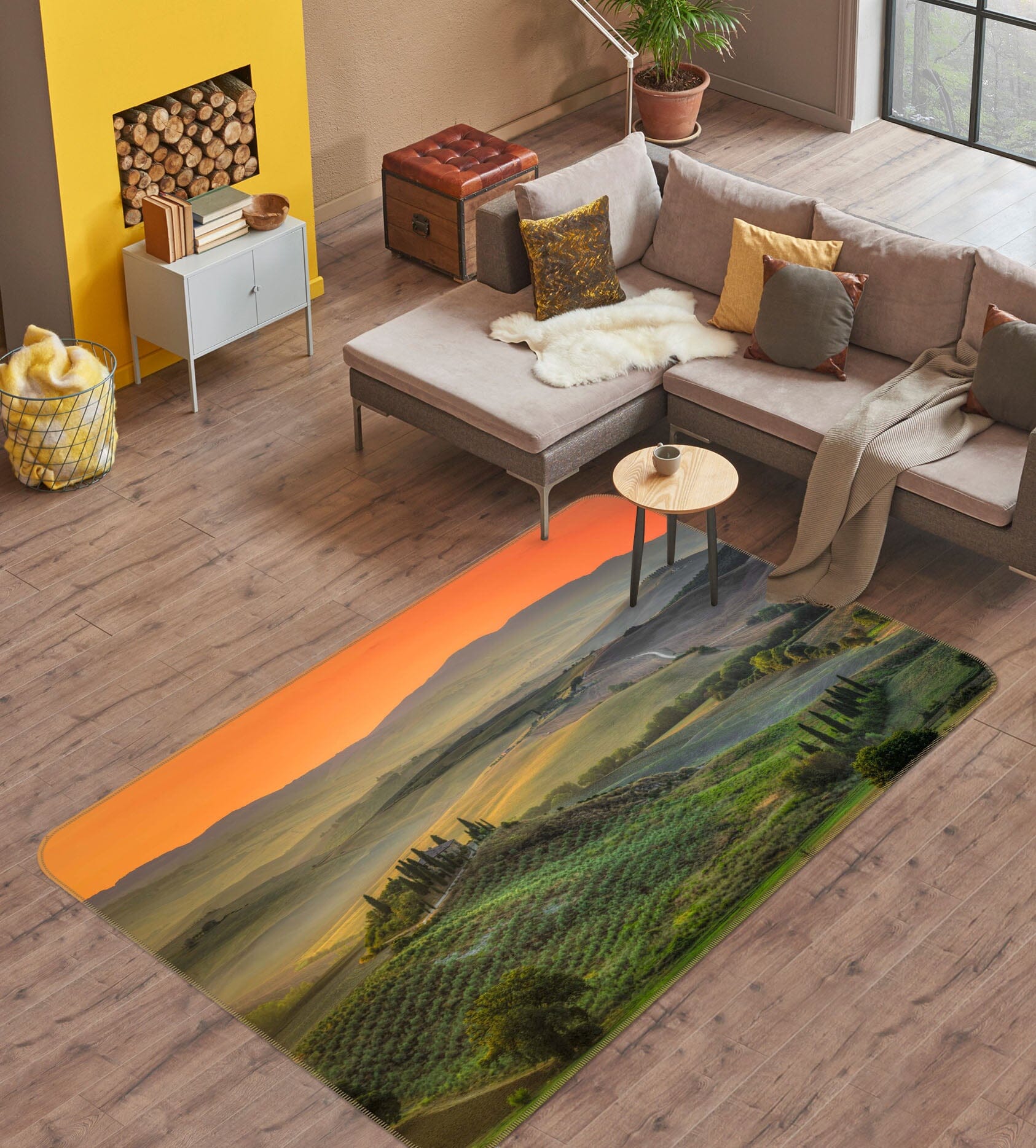 3D Sunset Forest 1097 Marco Carmassi Rug Non Slip Rug Mat Mat AJ Creativity Home 