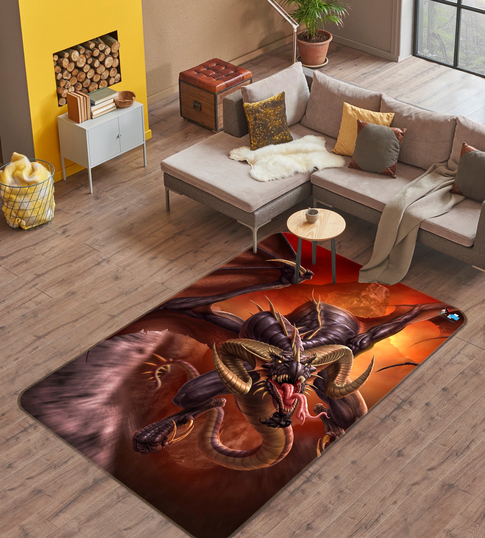 3D Dragon 4123 Tom Wood Rug Non Slip Rug Mat