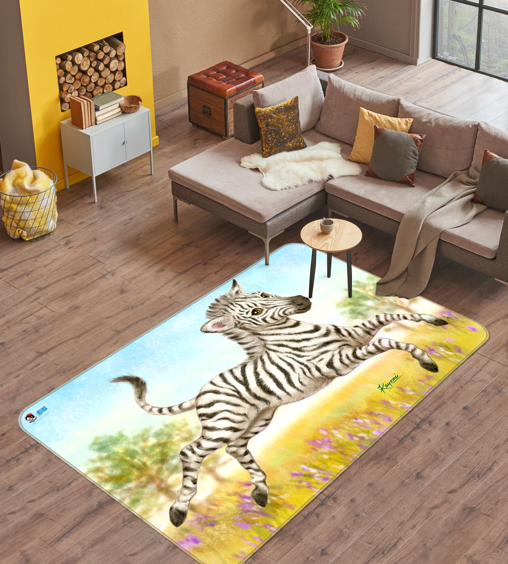 3D Cartoon Zebra 5662 Kayomi Harai Rug Non Slip Rug Mat