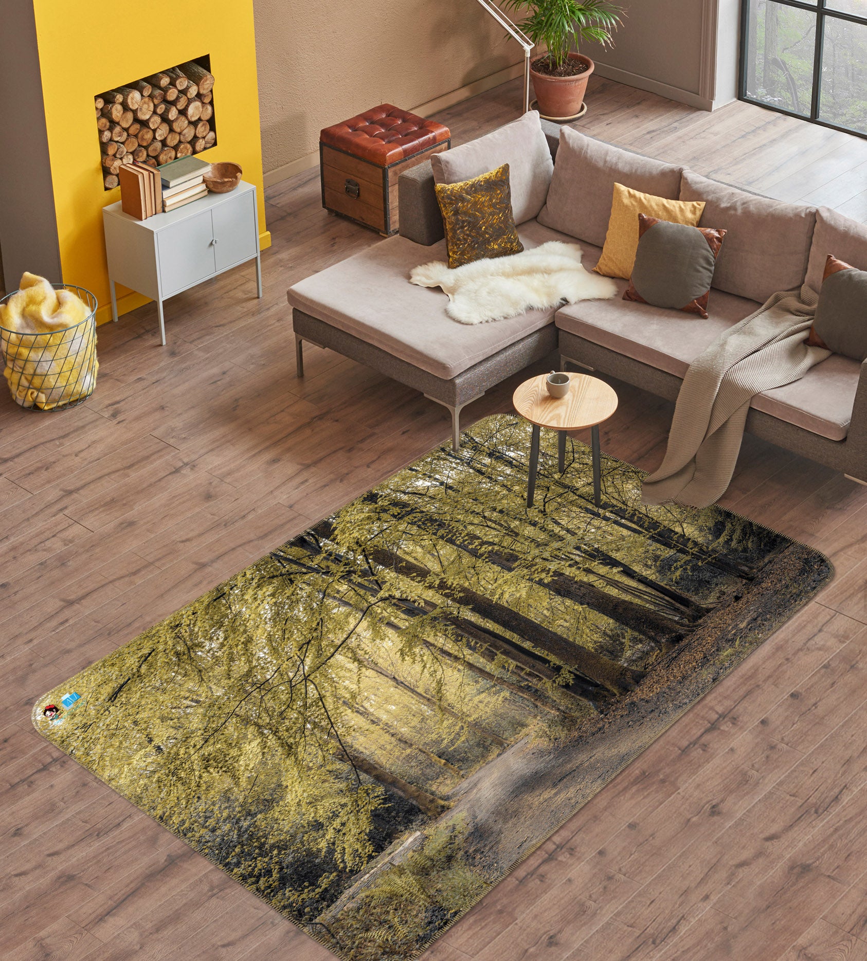 3D Forest Leaves 6780 Assaf Frank Rug Non Slip Rug Mat