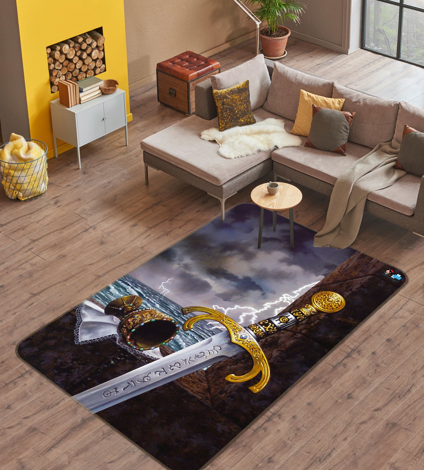 3D Ocean Thunder Sword 6005 Ciruelo Rug Non Slip Rug Mat