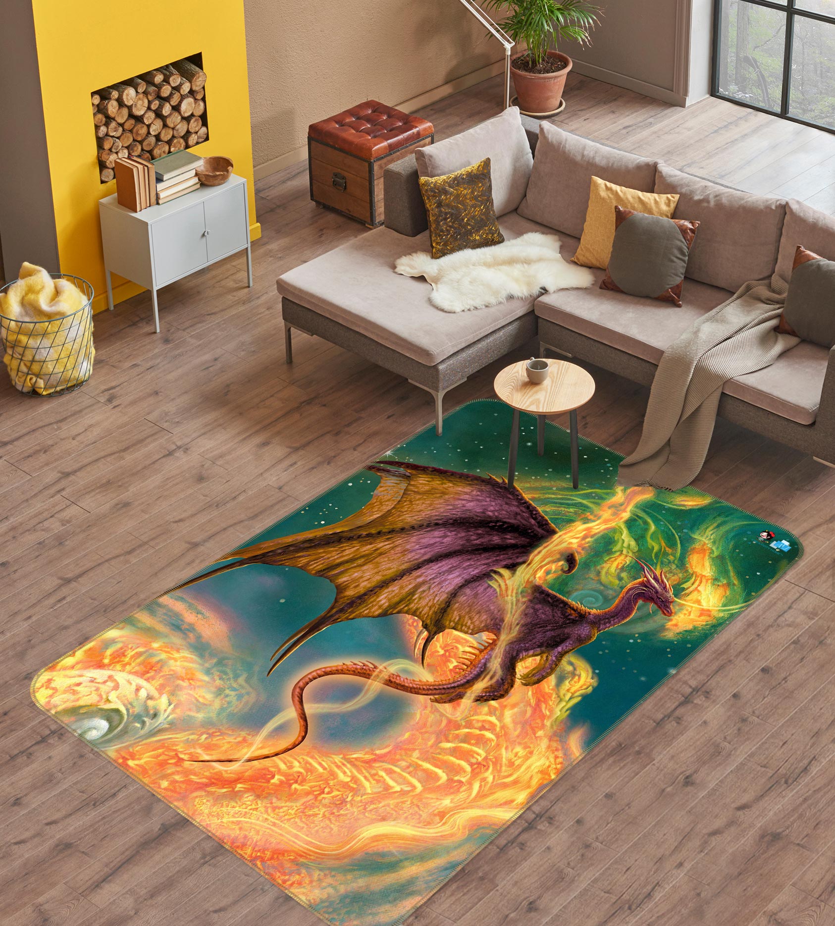 3D Starry Sky Dragon 6052 Ciruelo Rug Non Slip Rug Mat