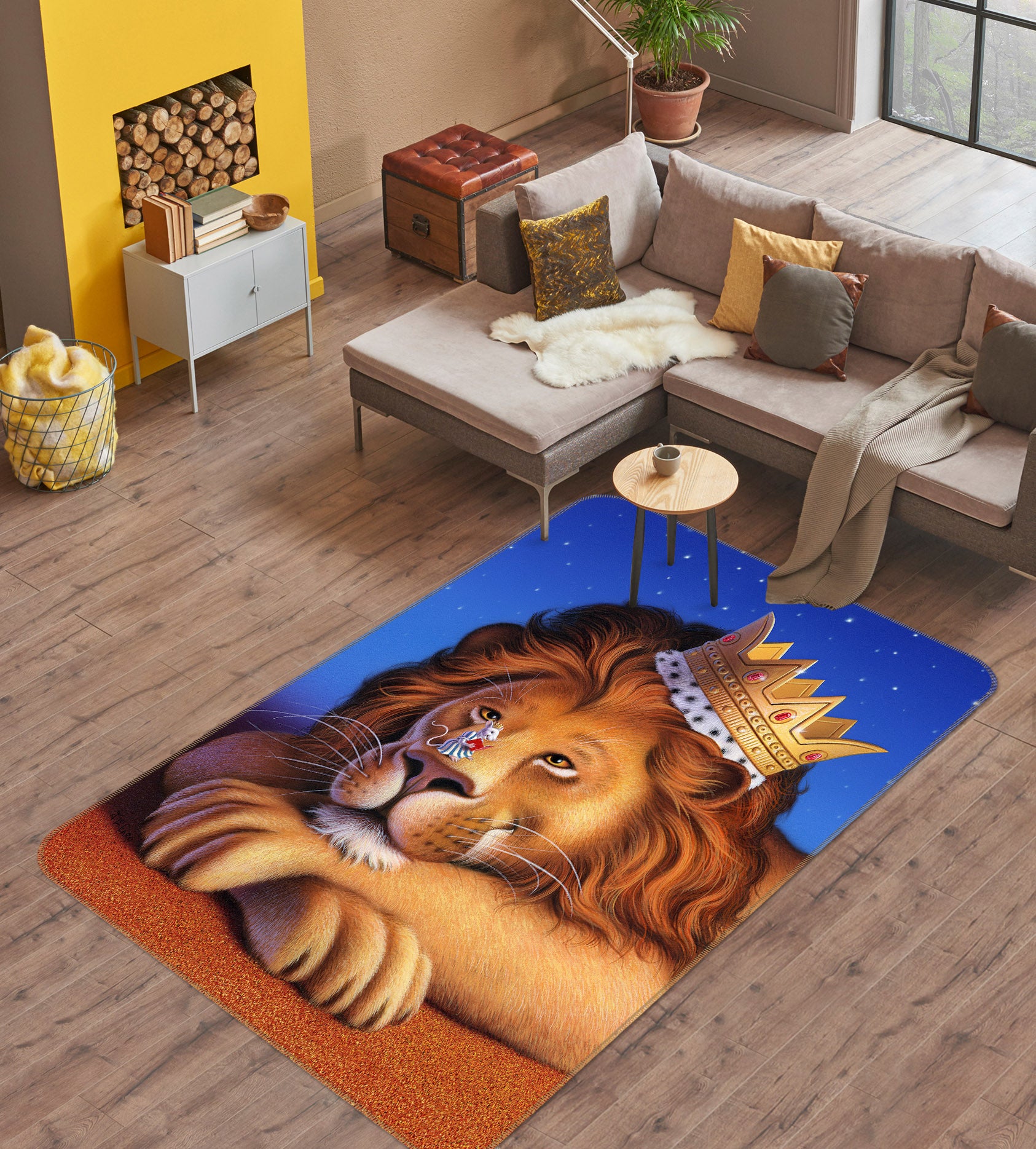 3D Lion Crown 83101 Jerry LoFaro Rug Non Slip Rug Mat