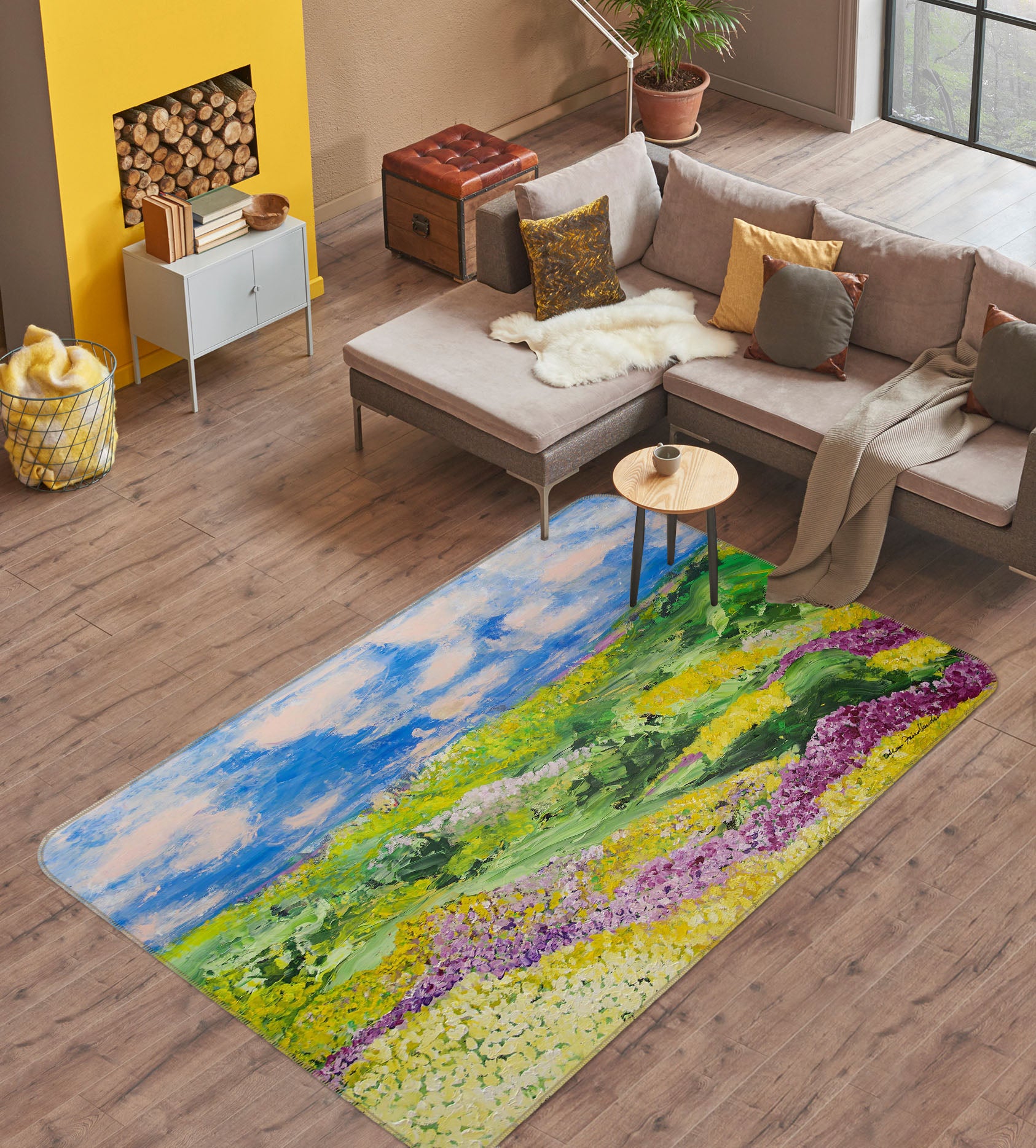 3D Flower Meadow 1102 Allan P. Friedlander Rug Non Slip Rug Mat