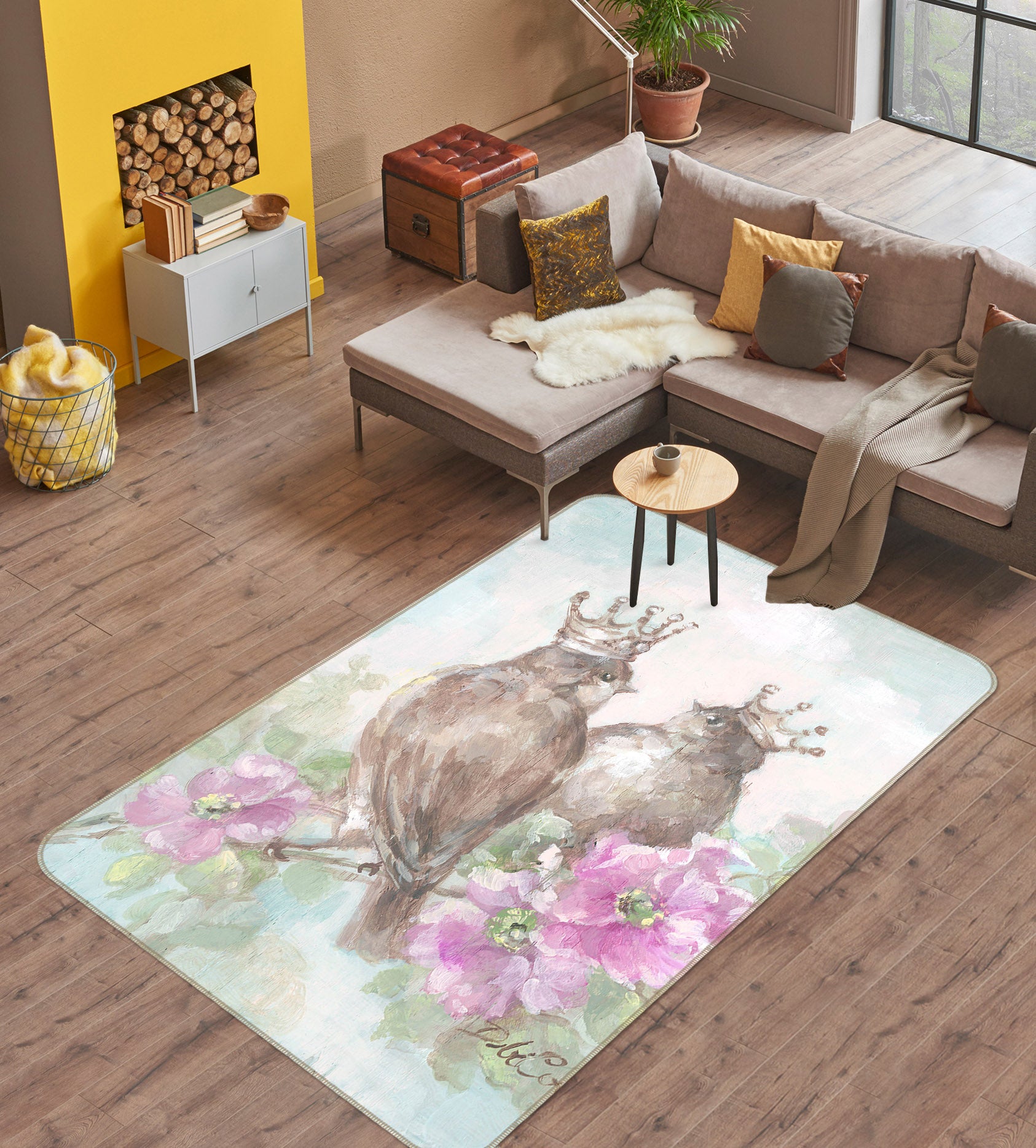 3D Crown Bird 1166 Debi Coules Rug Non Slip Rug Mat