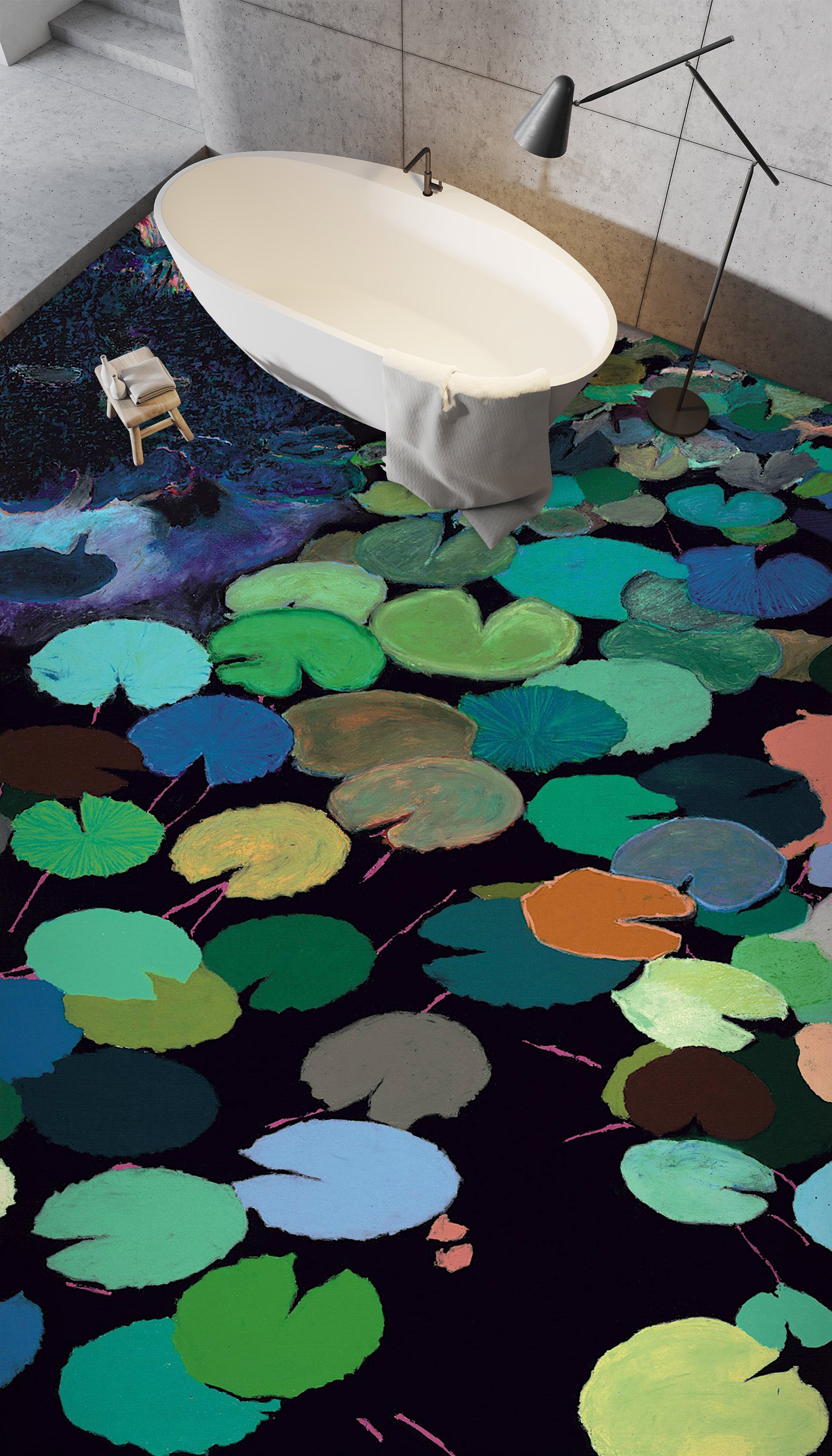 3D Green Lotus Leaf Pattern 96103 Allan P. Friedlander Floor Mural