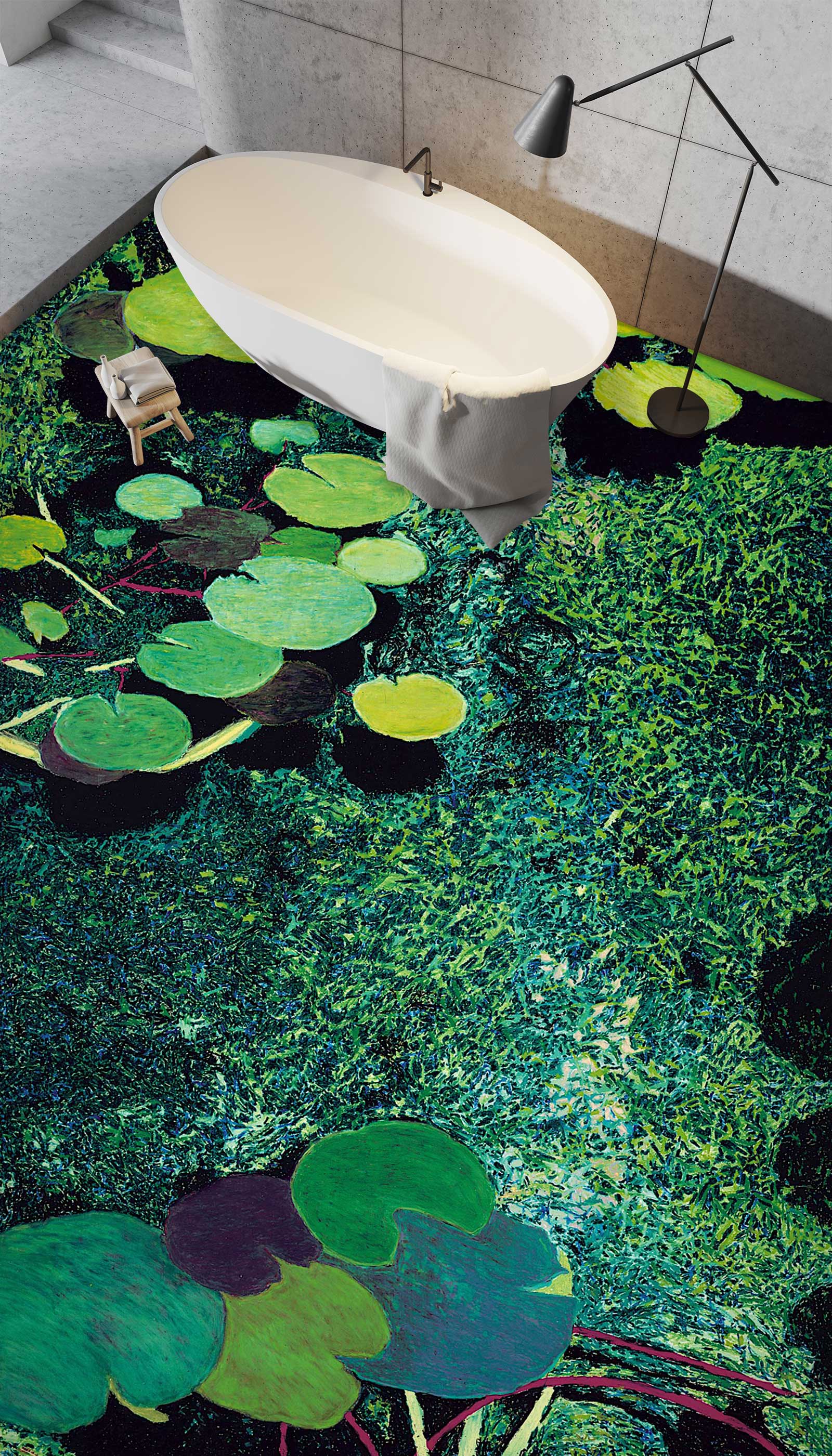 3D Green Lotus Pond 96120 Allan P. Friedlander Floor Mural