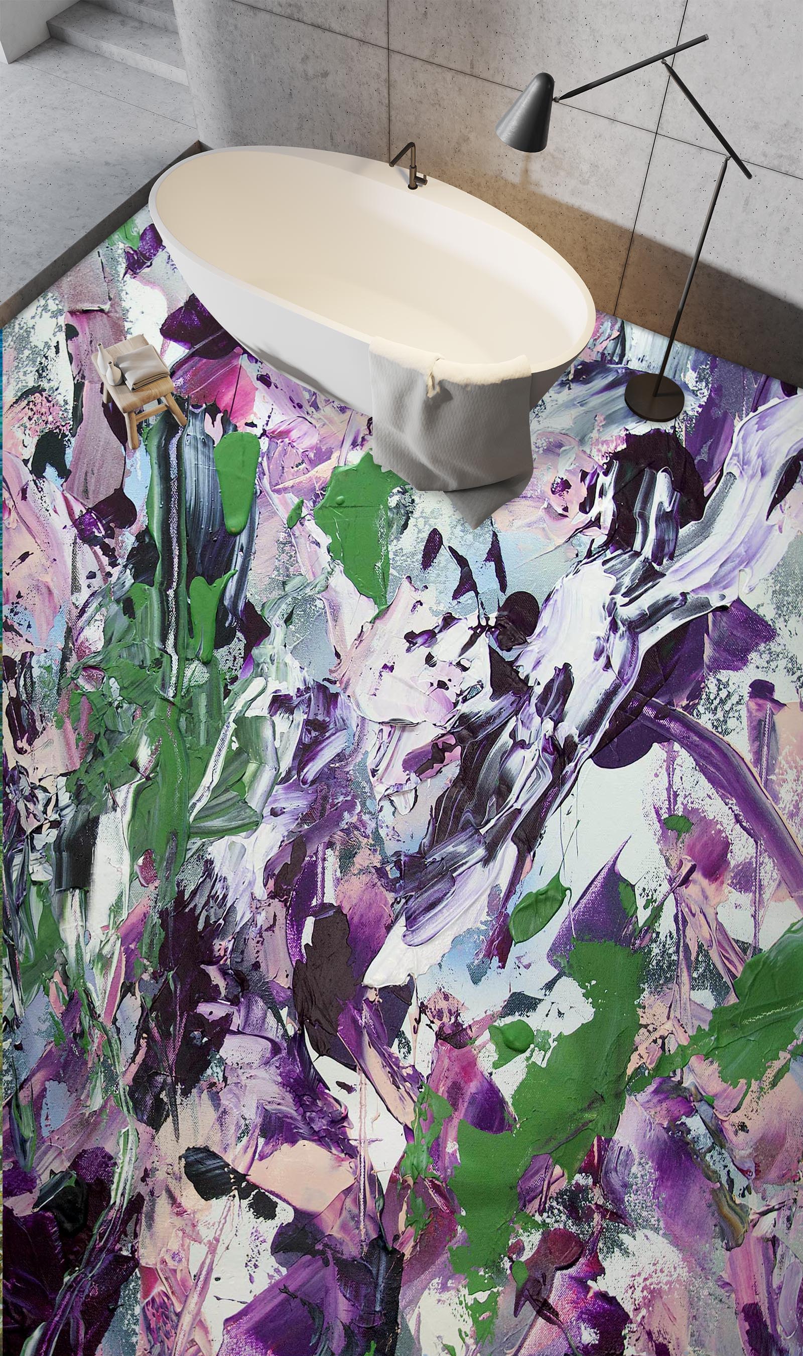 3D Green Purple Paint Pattern 96111 Allan P. Friedlander Floor Mural